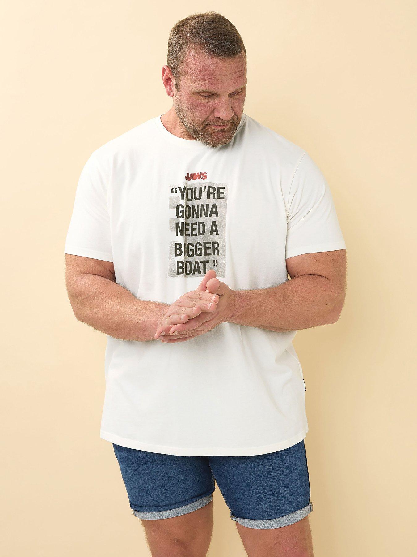 front image of badrhino-jaws-graphic-t-shirt-white