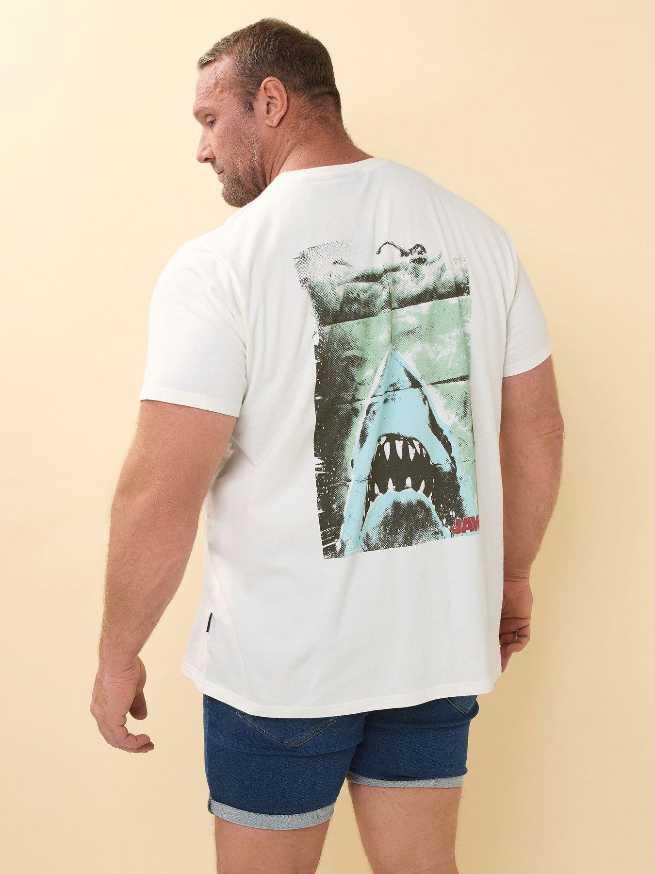 stillFront image of badrhino-jaws-graphic-t-shirt-white