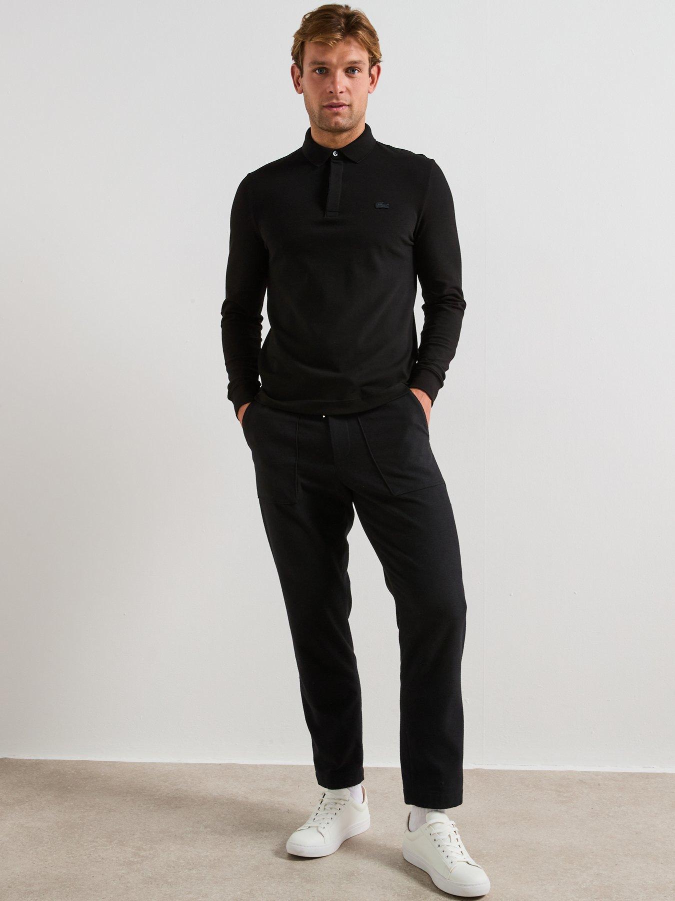Image 3 of 6 of Lacoste Paris Premium Long Sleeve Polo Shirt - Black