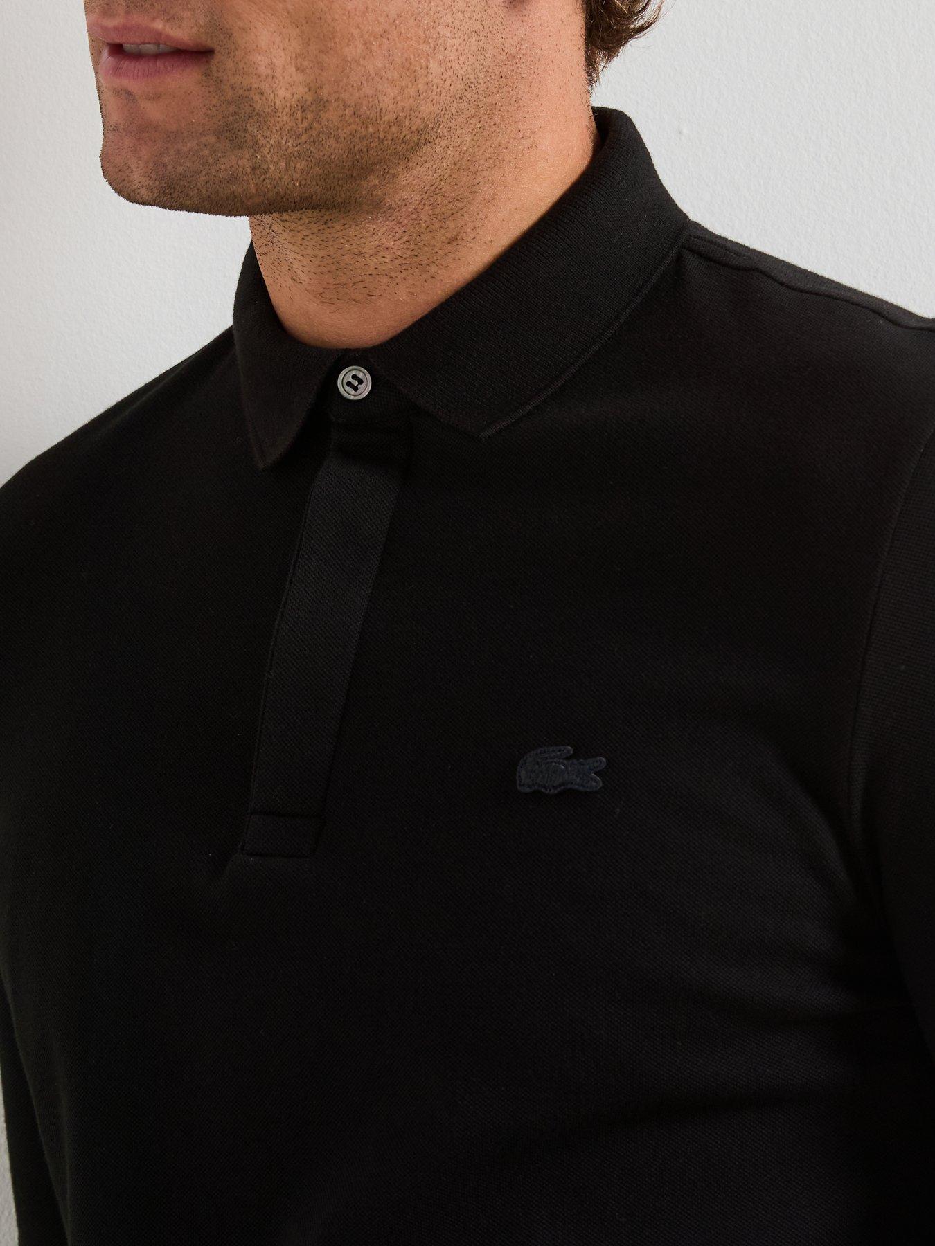 Image 5 of 6 of Lacoste Paris Premium Long Sleeve Polo Shirt - Black