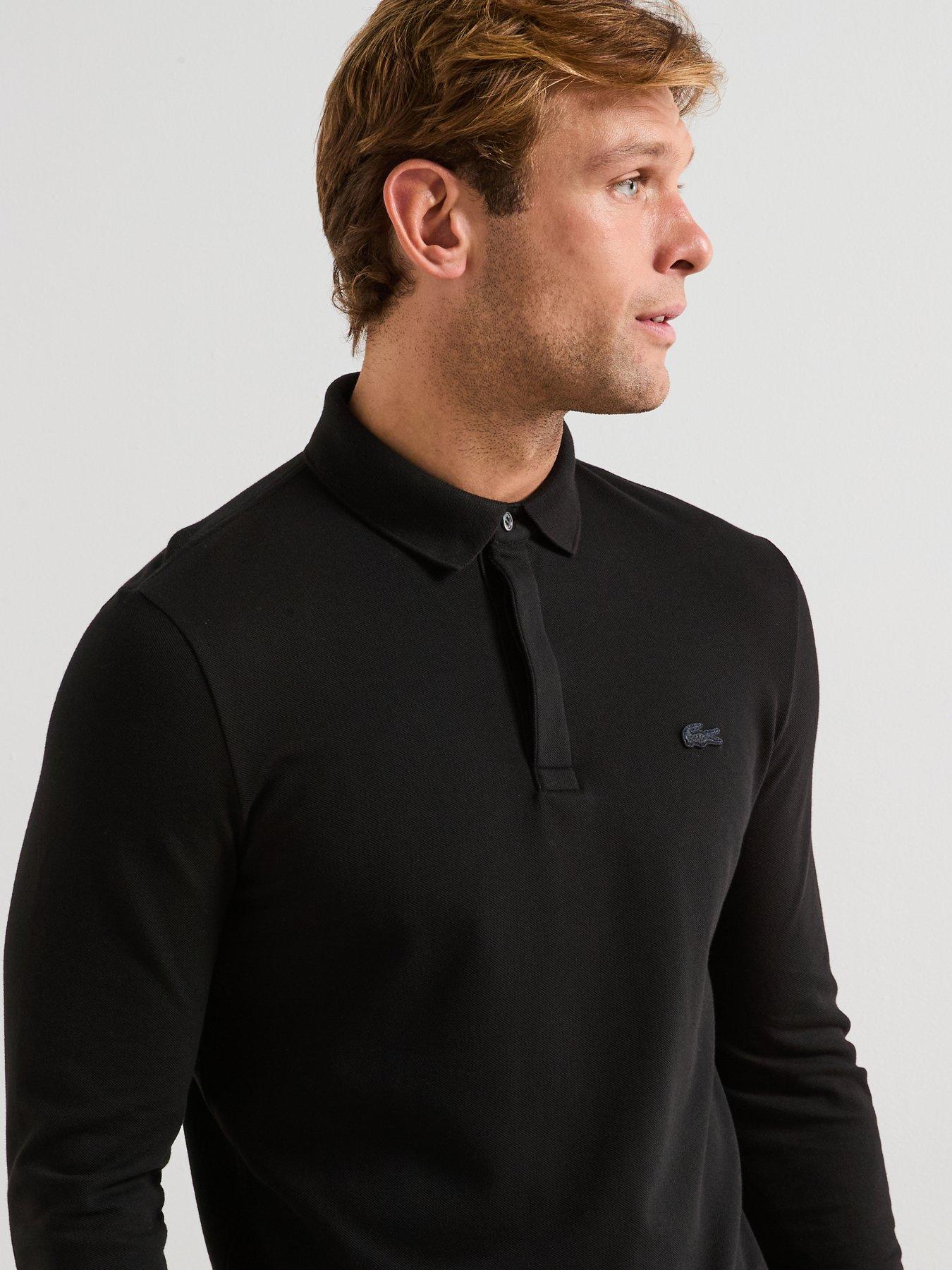 Image 6 of 6 of Lacoste Paris Premium Long Sleeve Polo Shirt - Black
