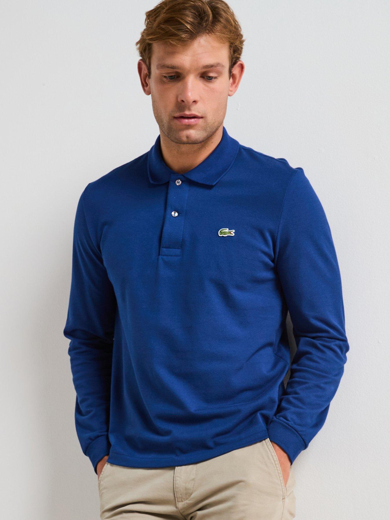 undefined Classic Fit L1212 Piqué Long Sleeve Polo Shirt - Blue