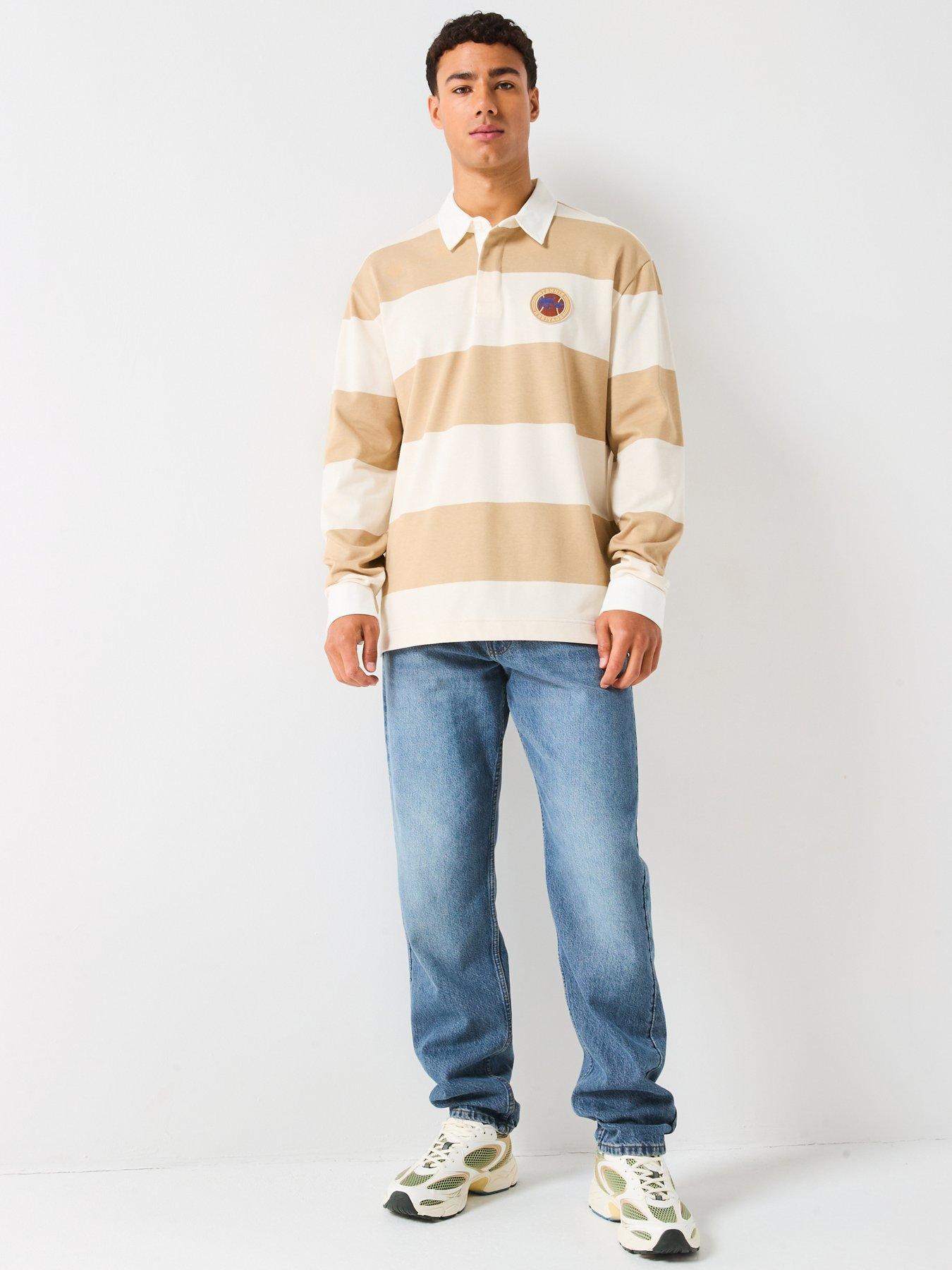  image of lacoste-striped-rugby-shirt--brown