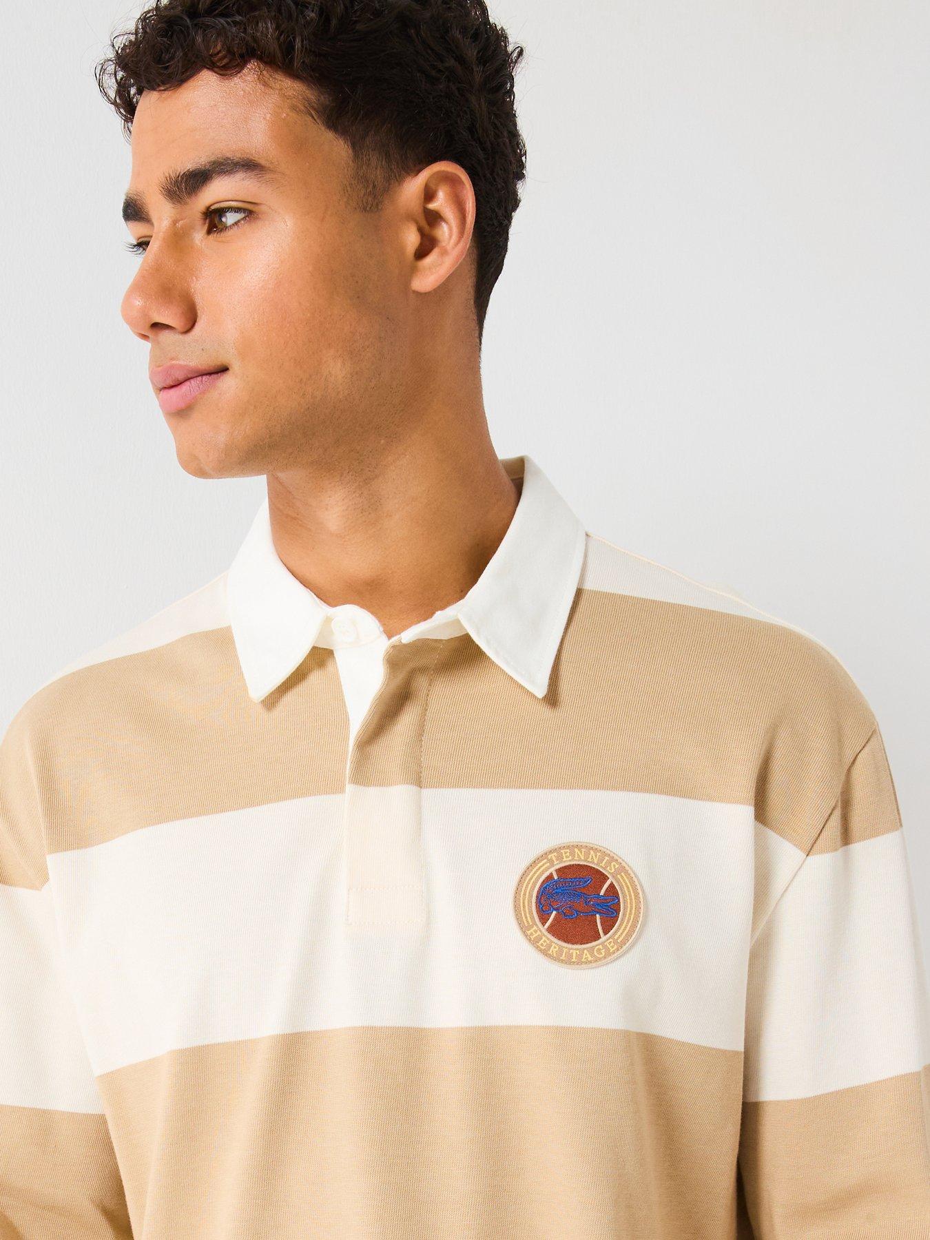  image of lacoste-striped-rugby-shirt--brown