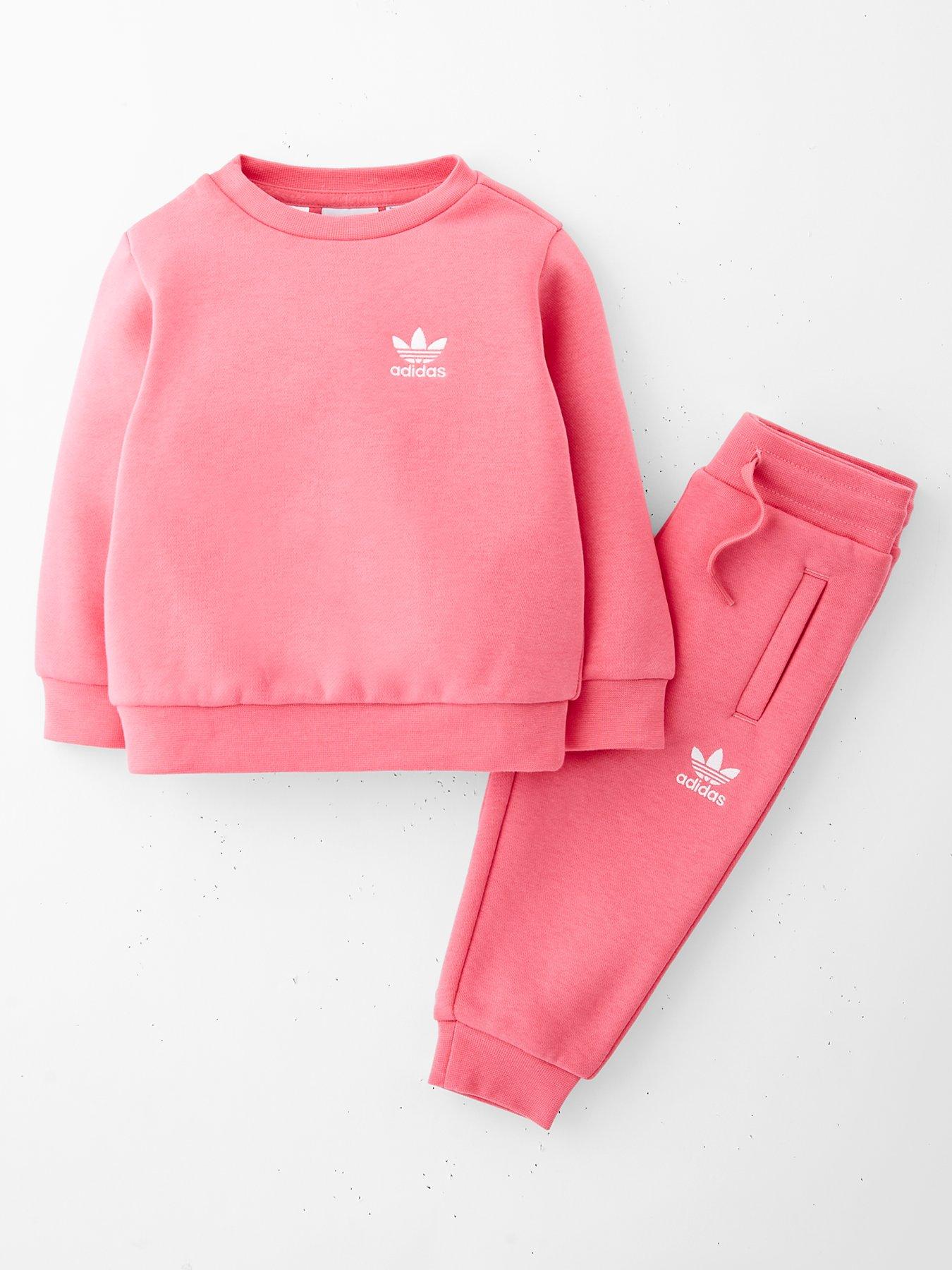 adidas Originals Infant Girls Trefoil Essentials Crew Set - Pink