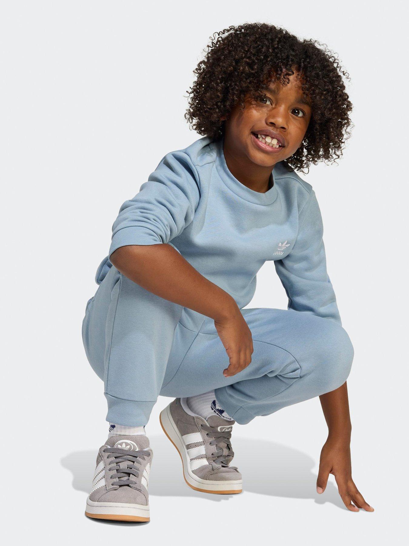 Image 5 of 5 of adidas Originals Kids Boys Trefoil Essentials Crew Set - Blue