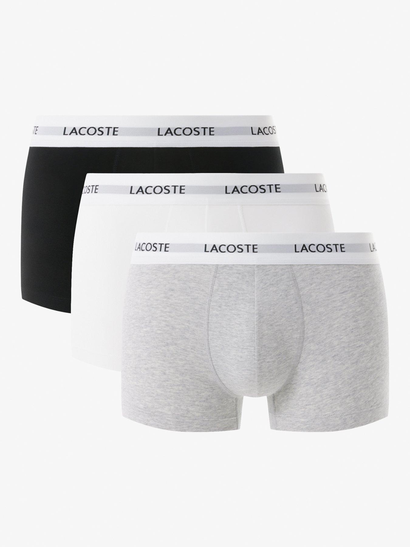 Lacoste 3 Pack Cotton Trunks - Grey