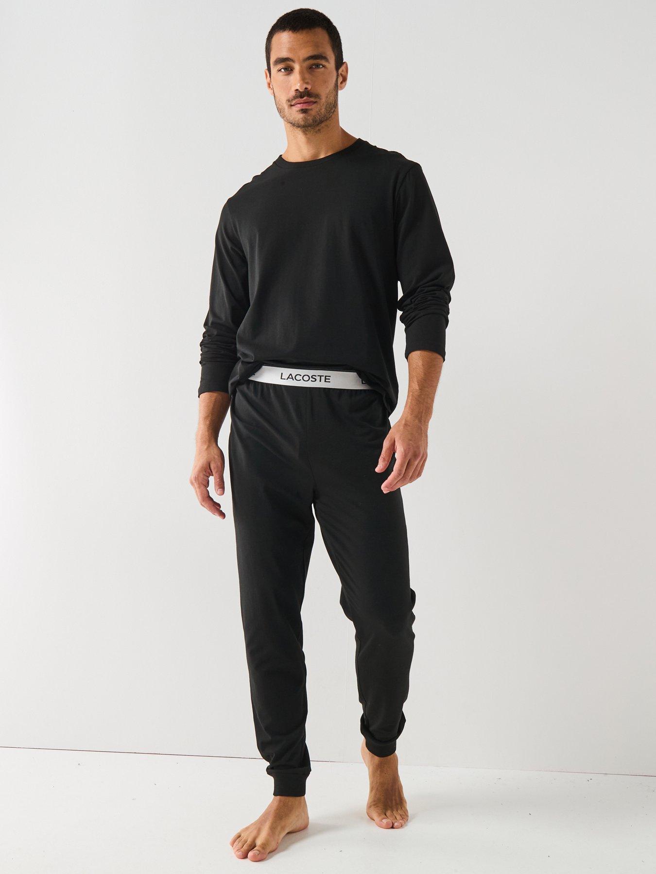 Lacoste Long Sleeve Sheen Finish Pyjama Set- Black