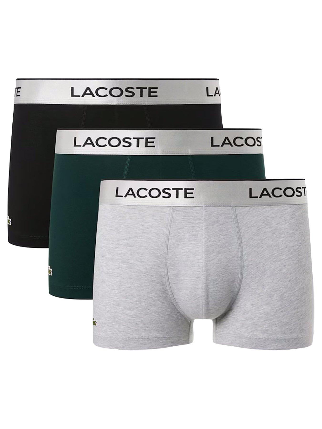 Lacoste 3 Pack Standard Fit Sheen Finish Trunks- Grey