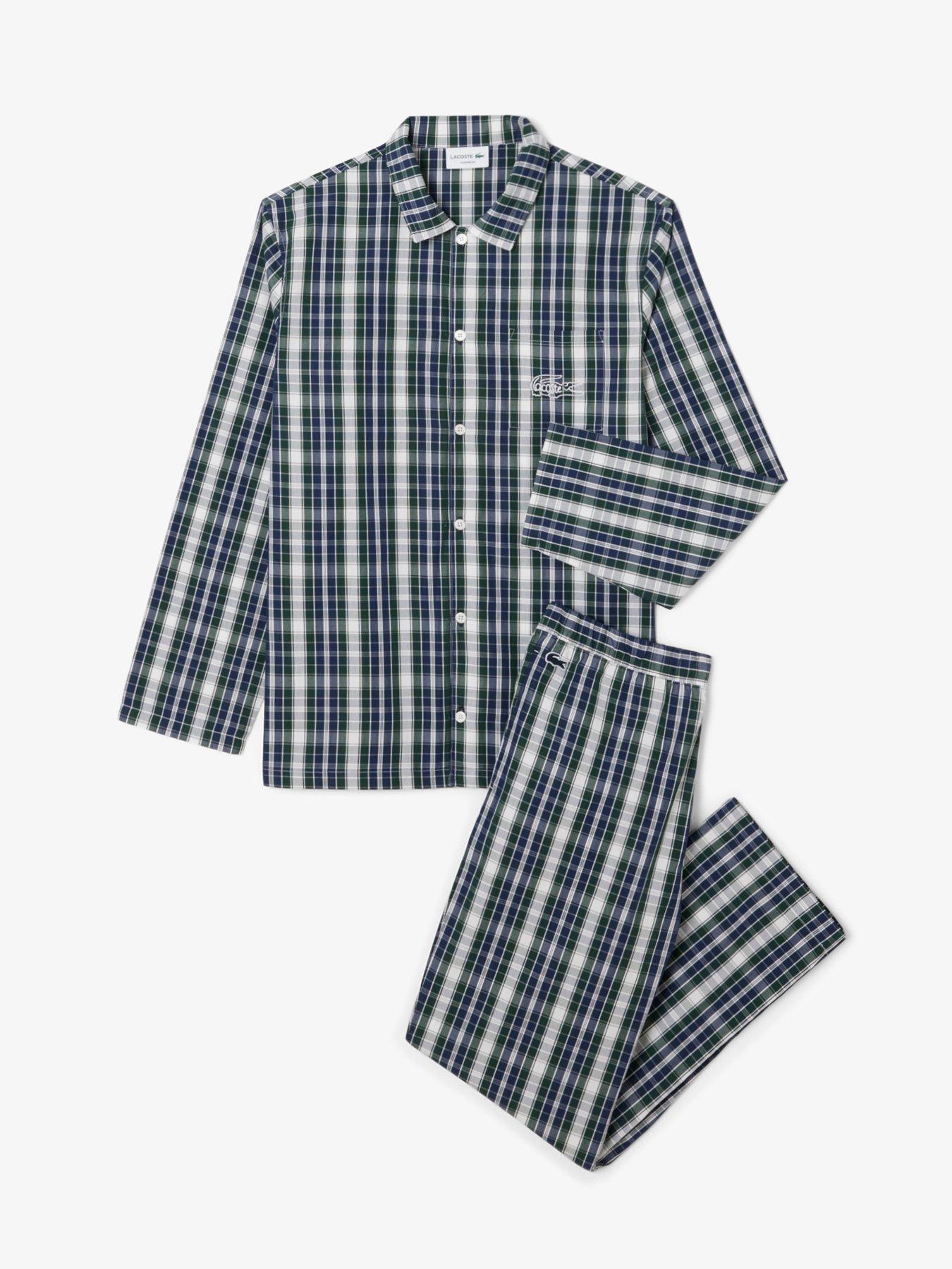 Image 3 of 5 of Lacoste Long Sleeve Checked Pyjama Set- Green