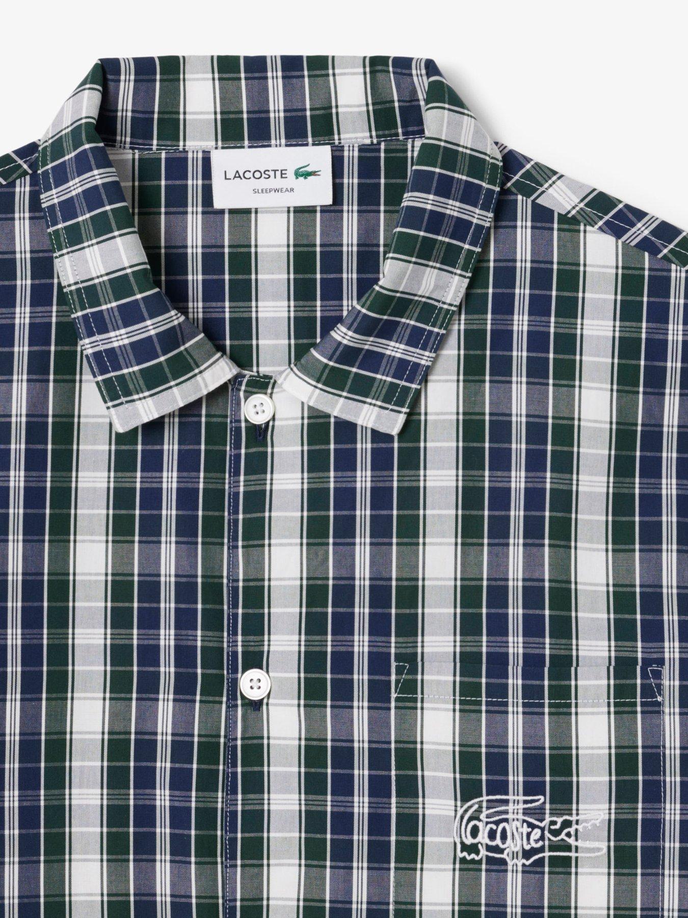 Image 4 of 5 of Lacoste Long Sleeve Checked Pyjama Set- Green