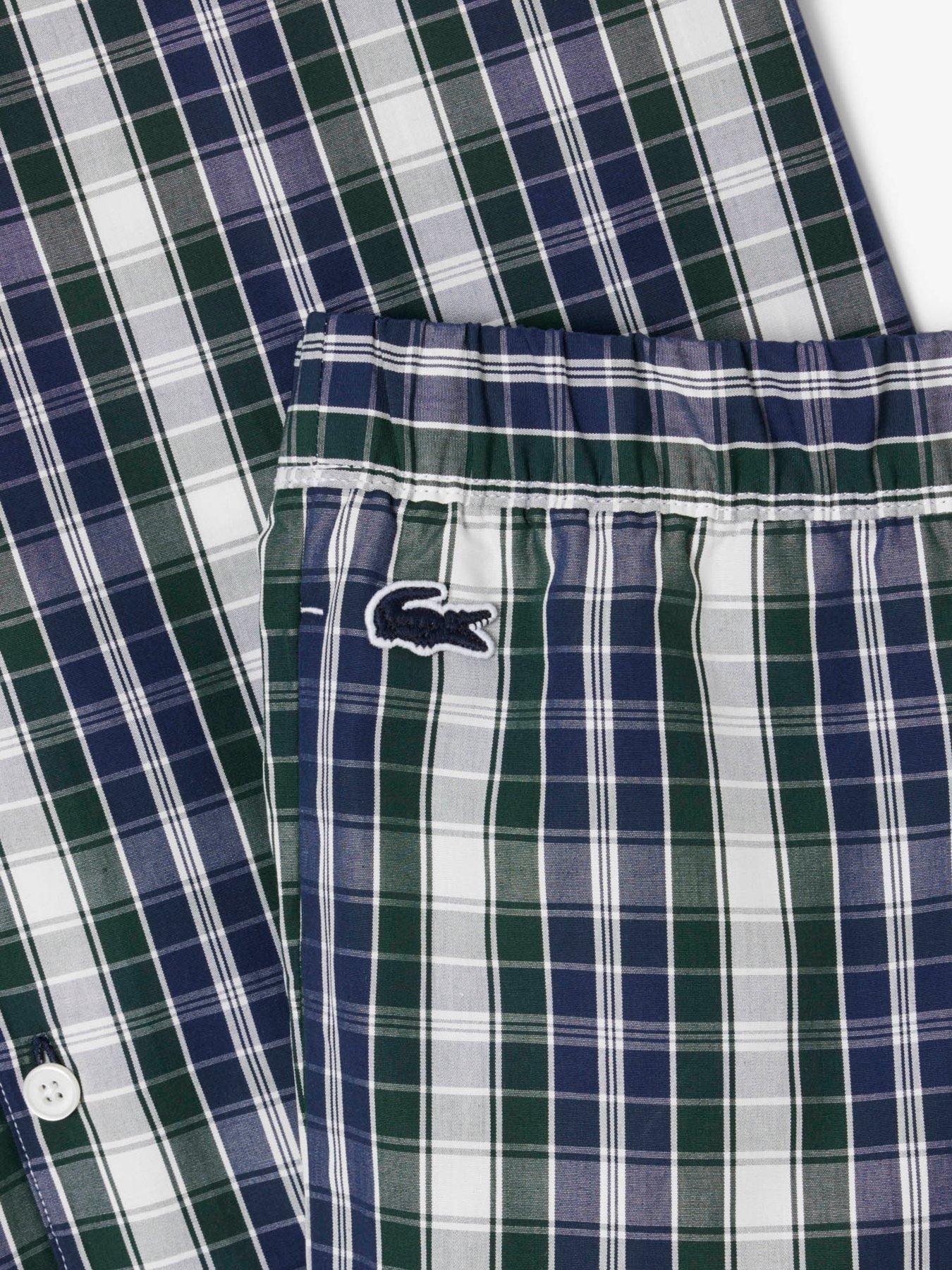 Image 5 of 5 of Lacoste Long Sleeve Checked Pyjama Set- Green