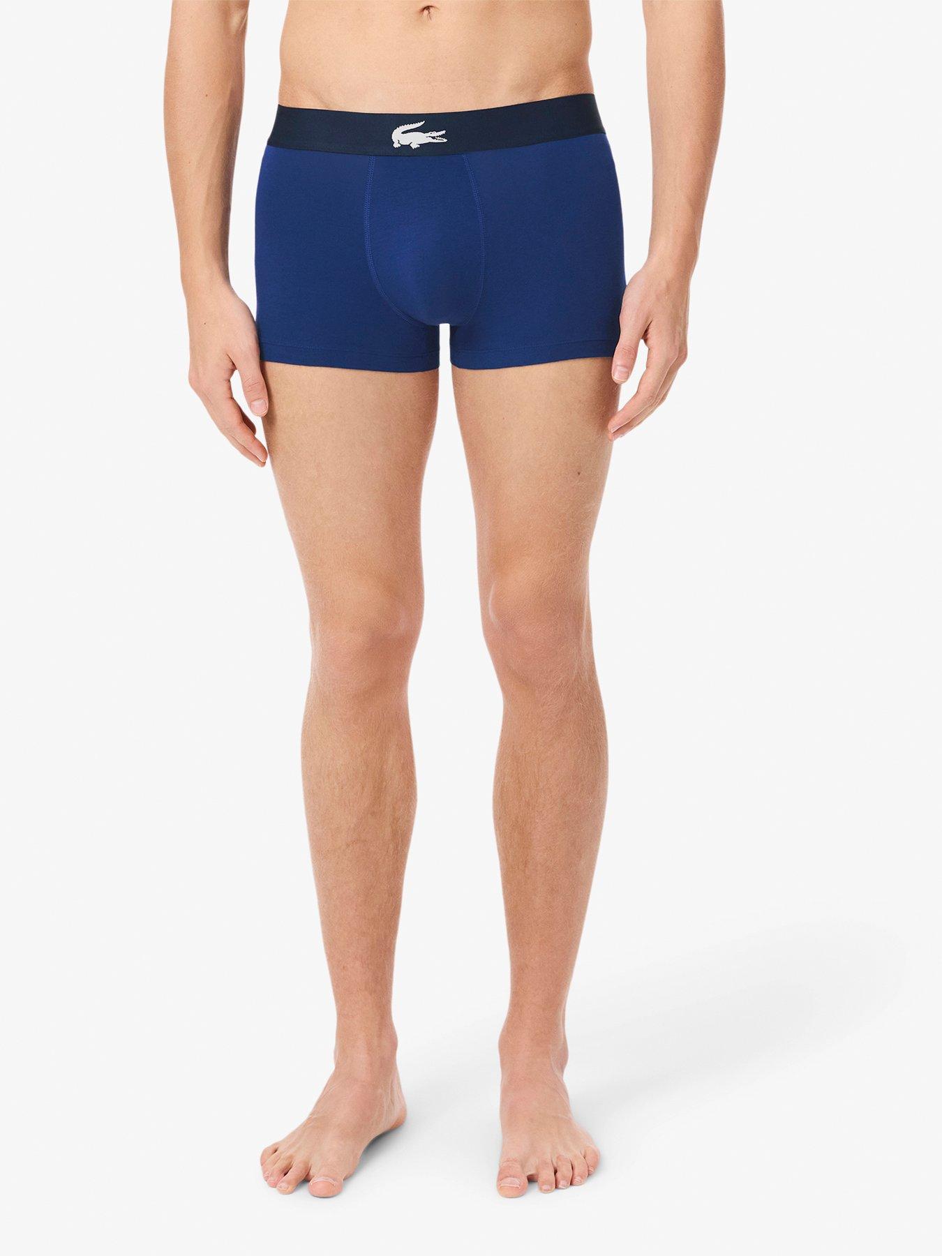 Image 2 of 2 of Lacoste 3 Pack Cotton Patterned Trunks- Navy