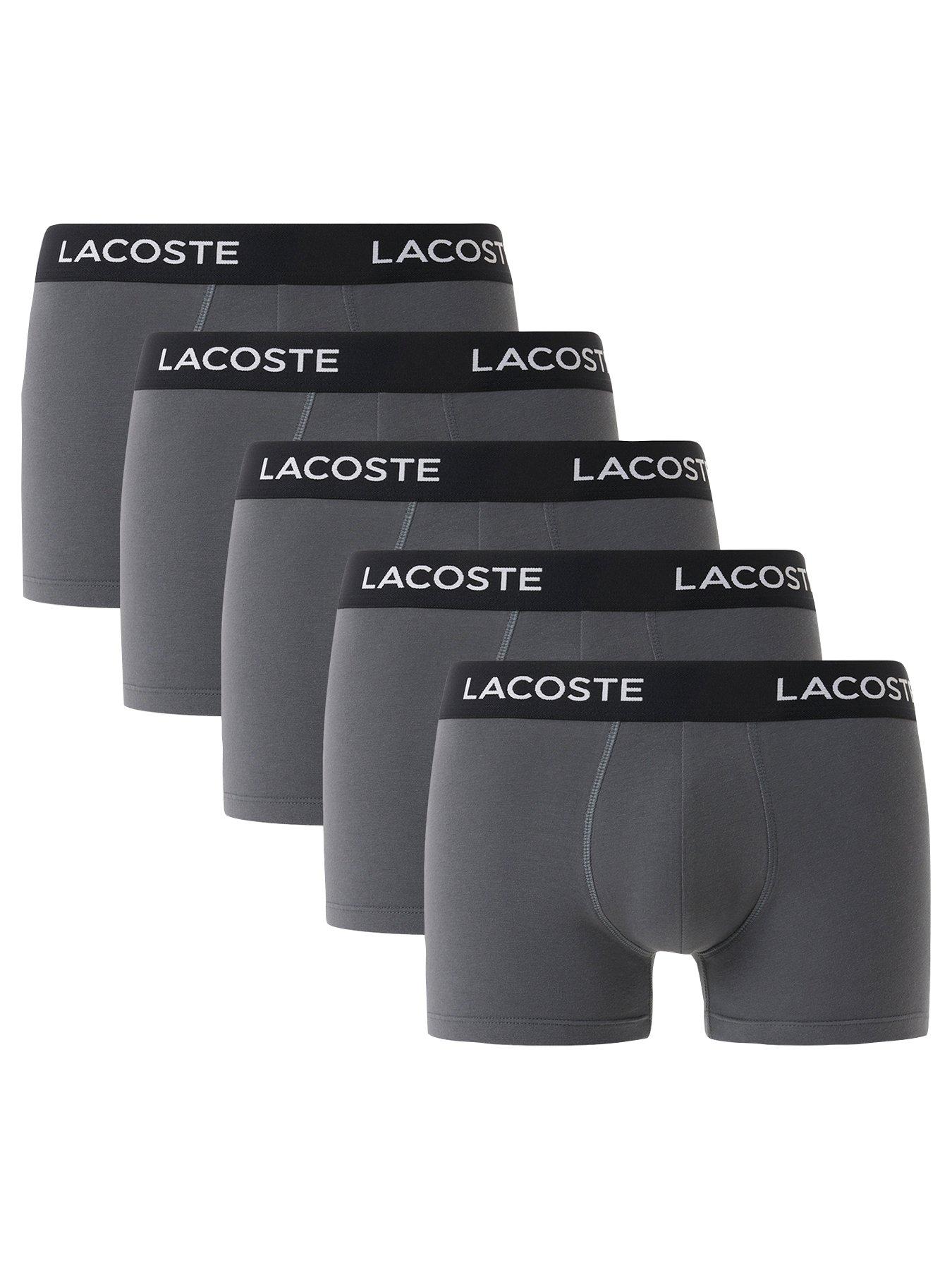 front image of lacoste-5-pack-cotton-trunks--grey
