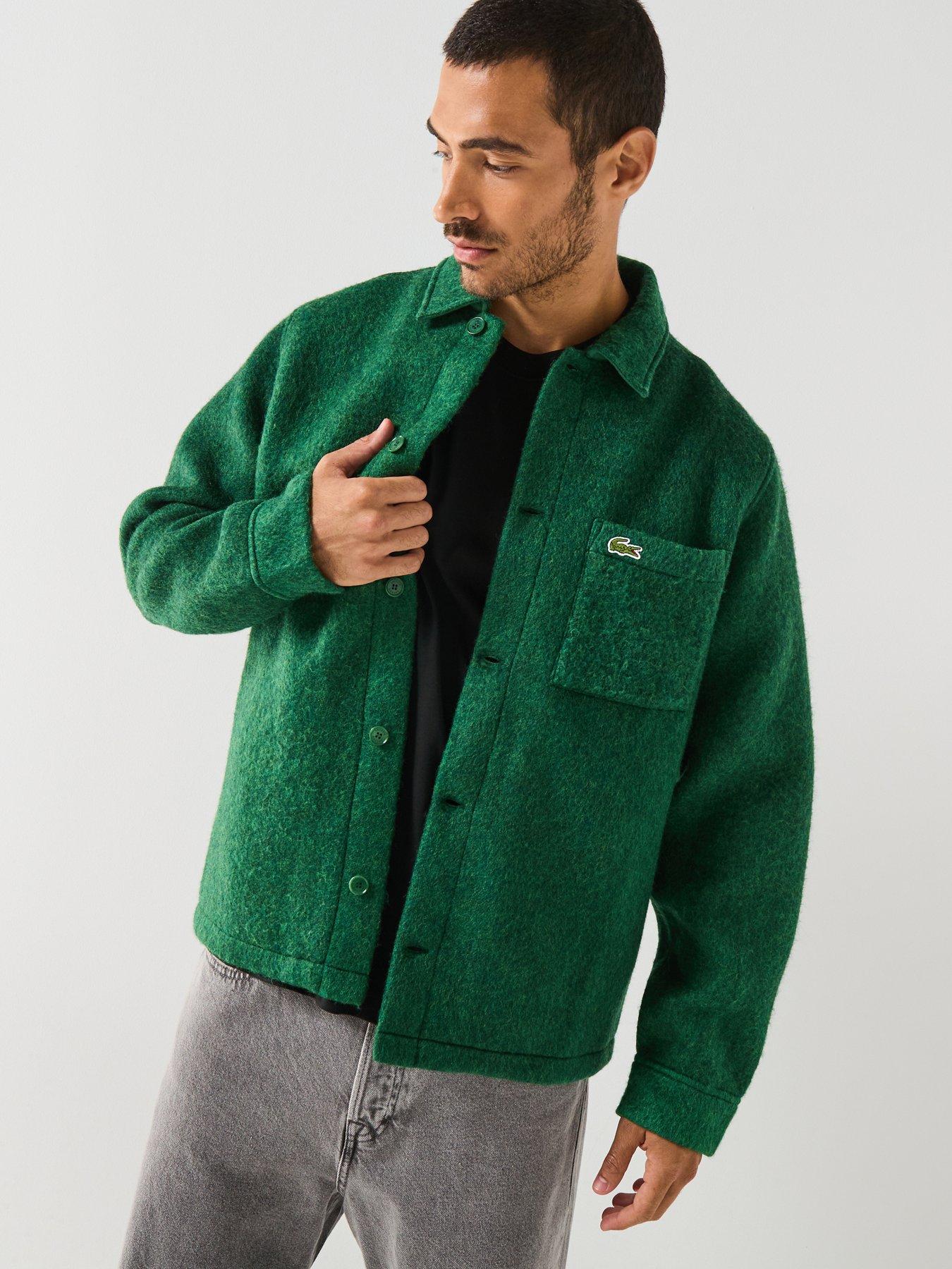Image 1 of 5 of Lacoste Brushed Felt Heavyweight Overshirt - Green