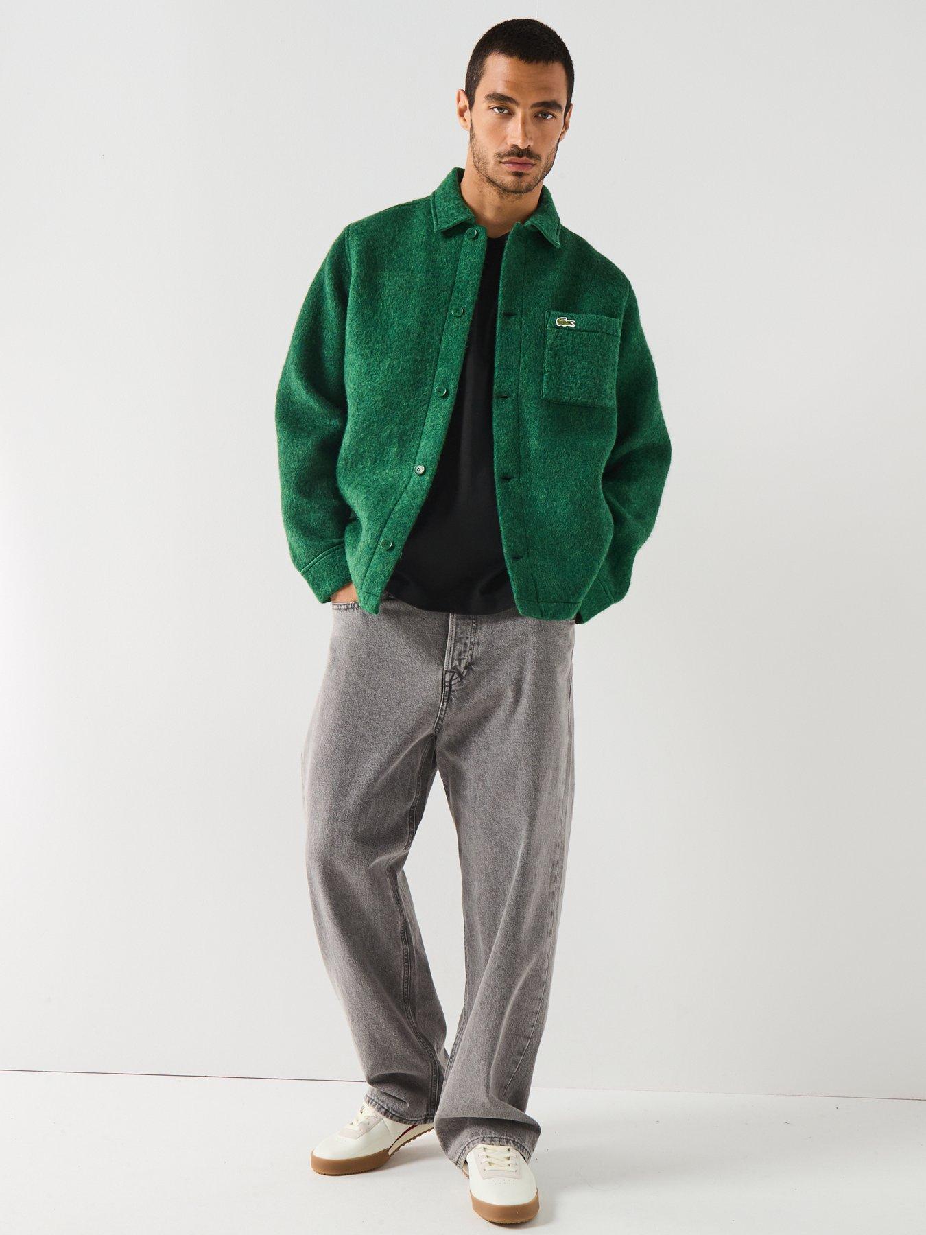 Image 3 of 5 of Lacoste Brushed Felt Heavyweight Overshirt - Green