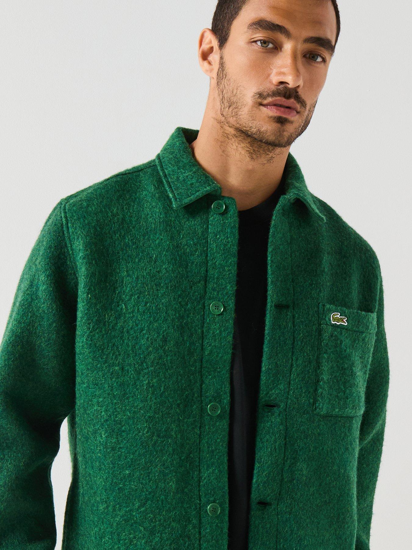 Image 4 of 5 of Lacoste Brushed Felt Heavyweight Overshirt - Green