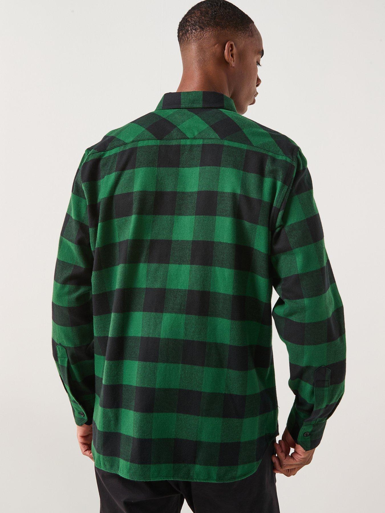  image of lacoste-woven-cotton-long-sleeve-check-shirt--green