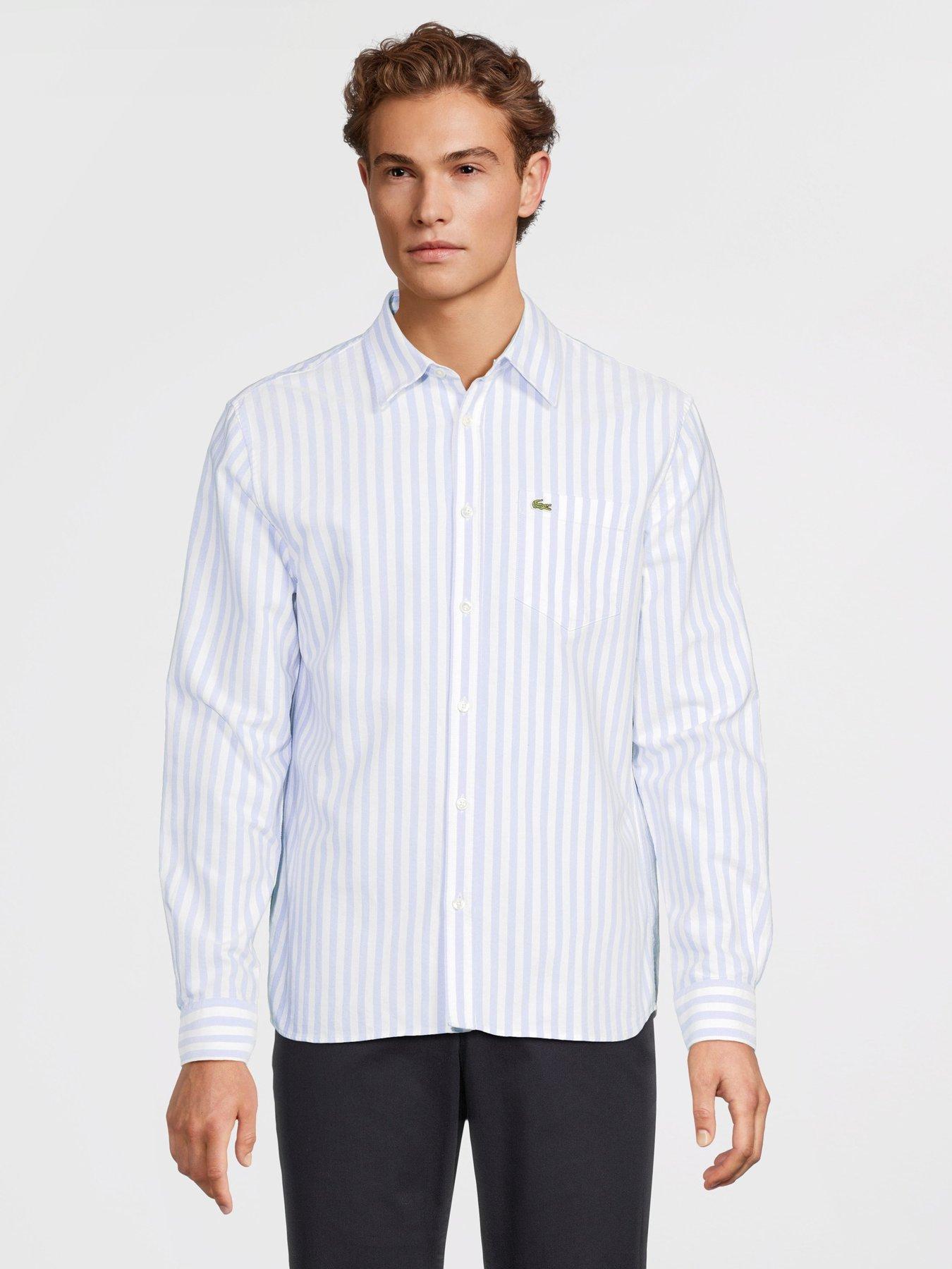 Lacoste Large Striped Oxford Shirt - Blue