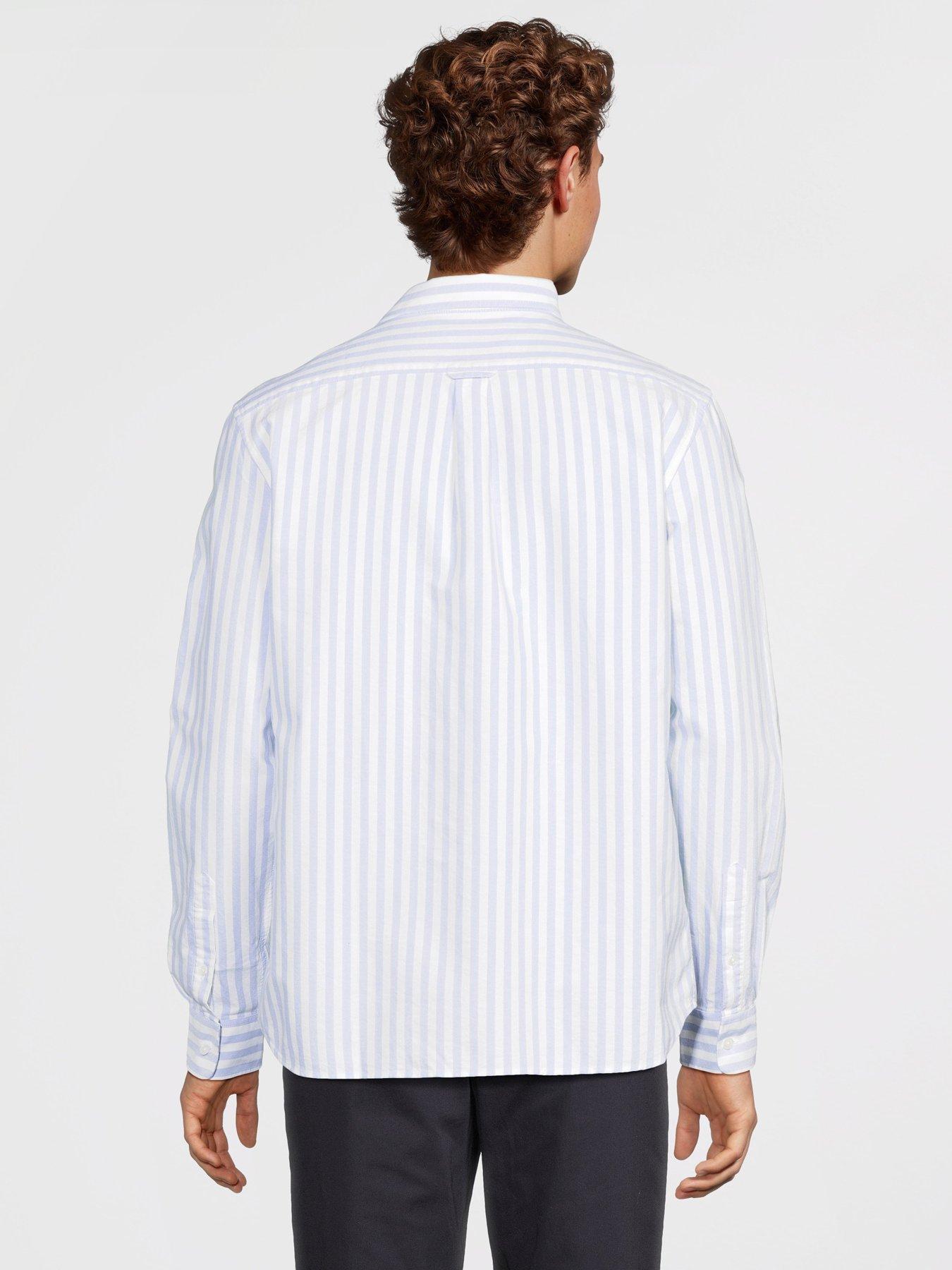 Image 2 of 6 of Lacoste Large Striped Oxford Shirt&nbsp;- Blue