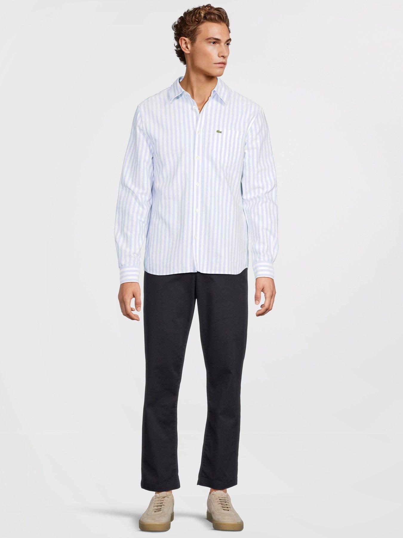 Image 3 of 6 of Lacoste Large Striped Oxford Shirt&nbsp;- Blue