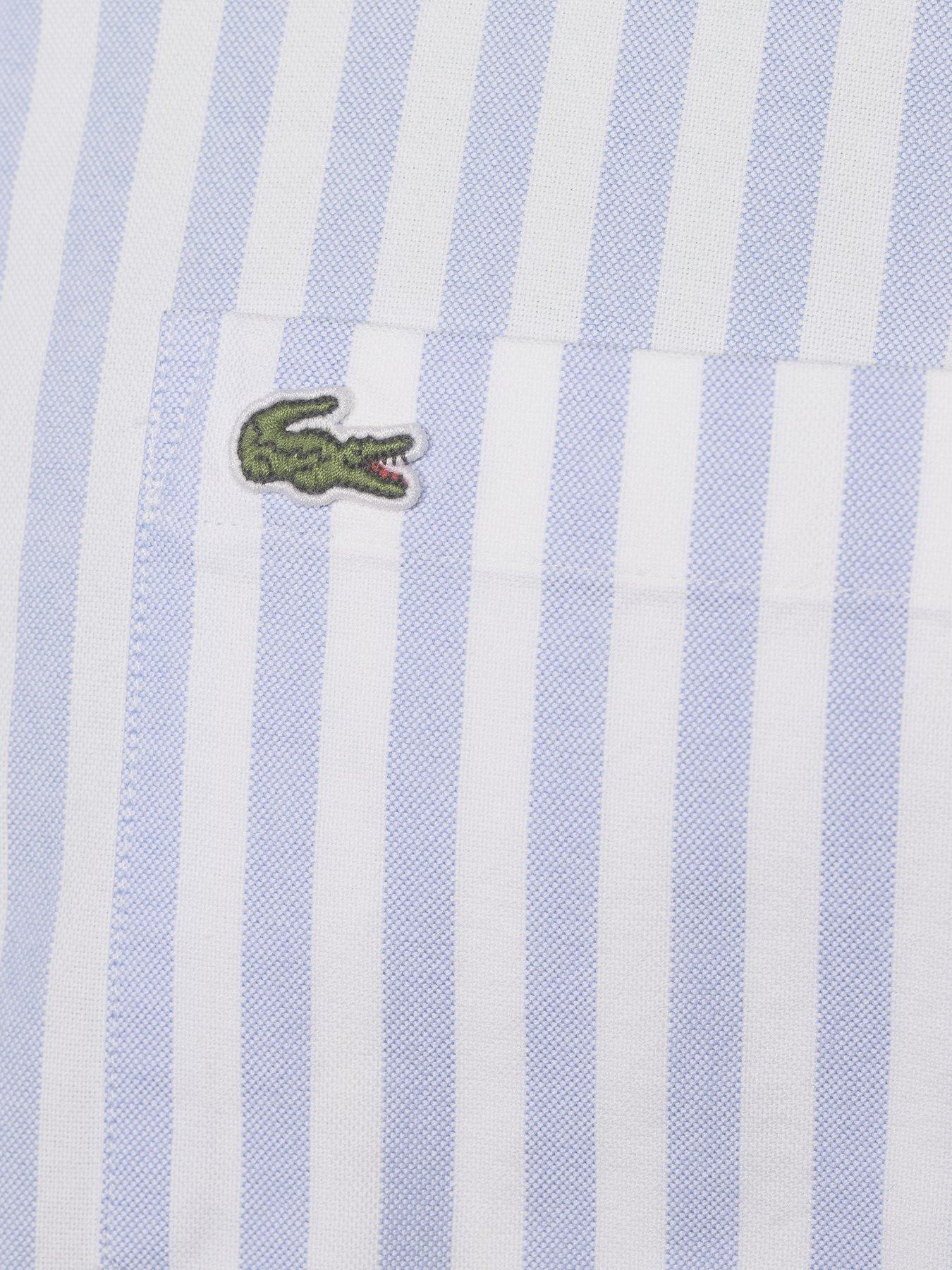 Image 5 of 6 of Lacoste Large Striped Oxford Shirt&nbsp;- Blue