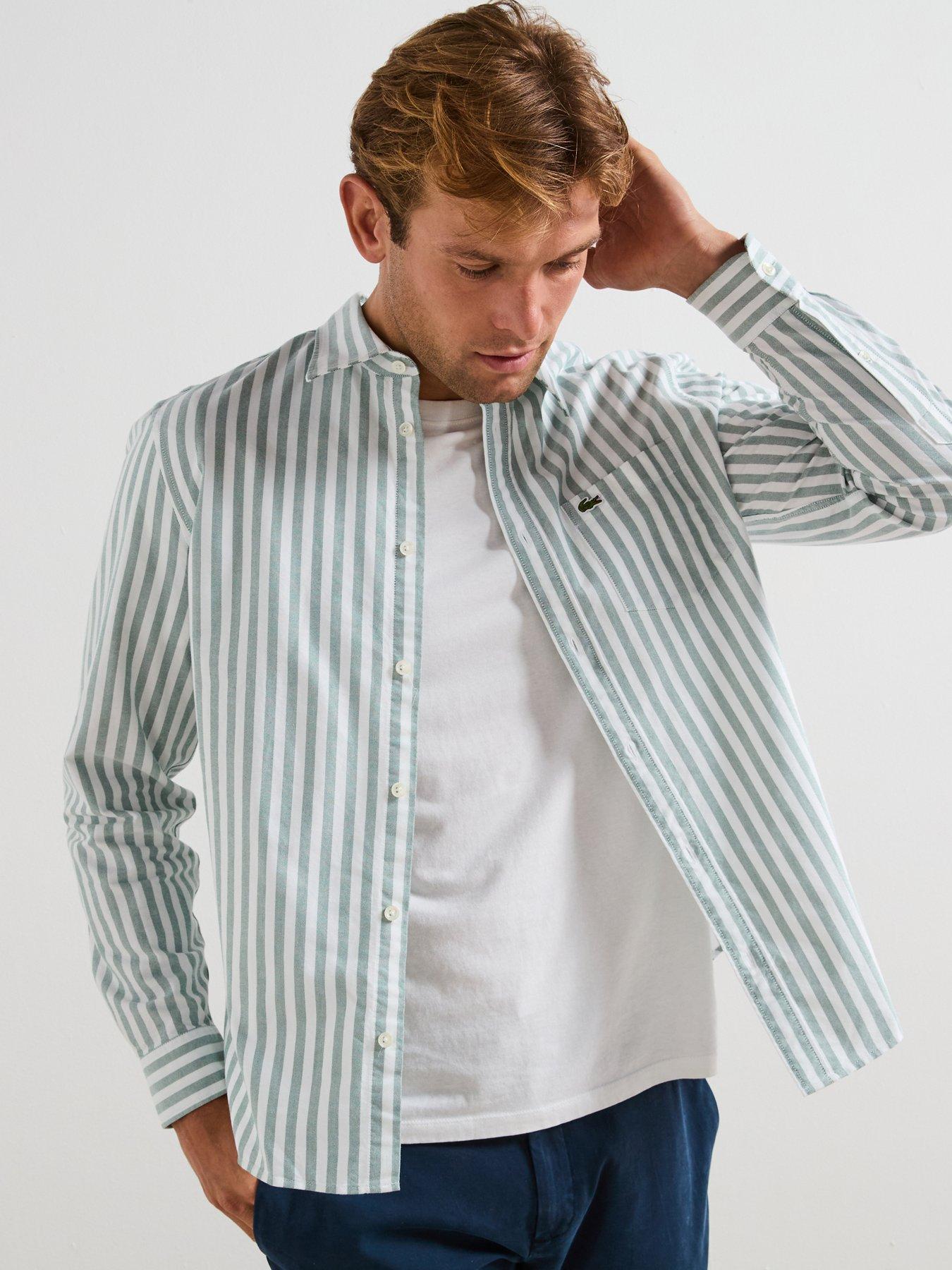 Image 1 of 6 of Lacoste Large Striped Oxford Shirt - Green