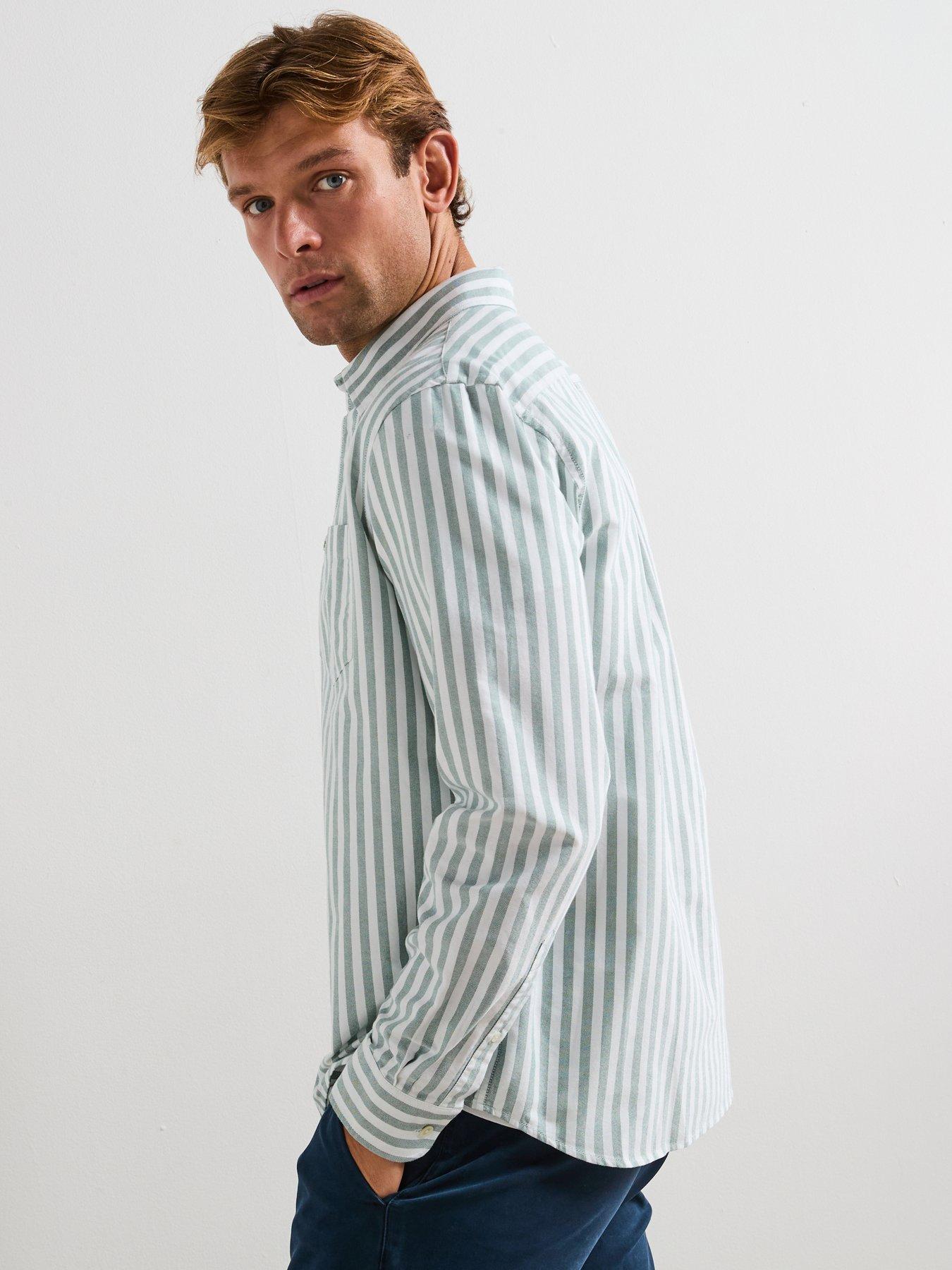 Image 2 of 6 of Lacoste Large Striped Oxford Shirt - Green