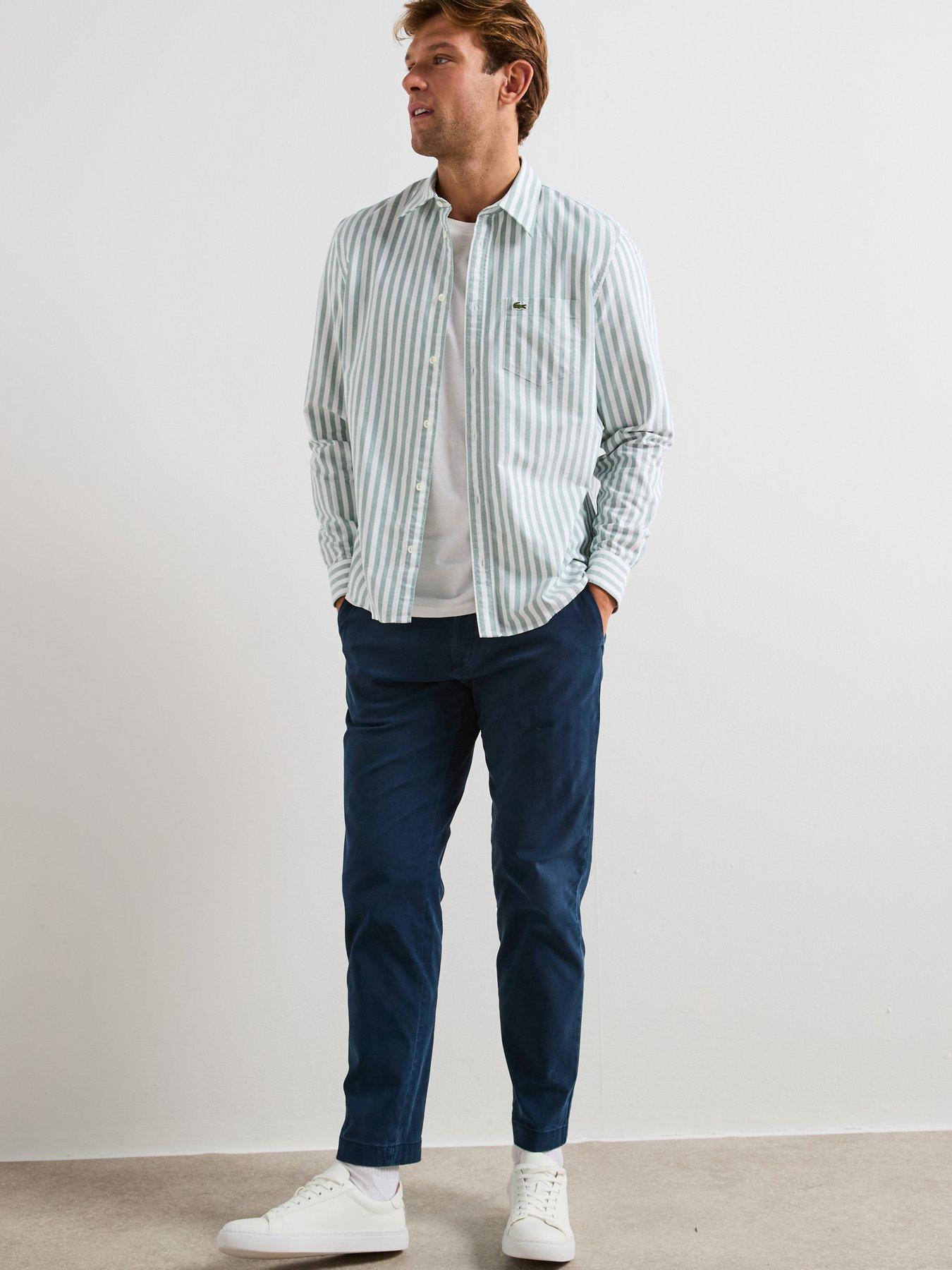 Image 3 of 6 of Lacoste Large Striped Oxford Shirt - Green