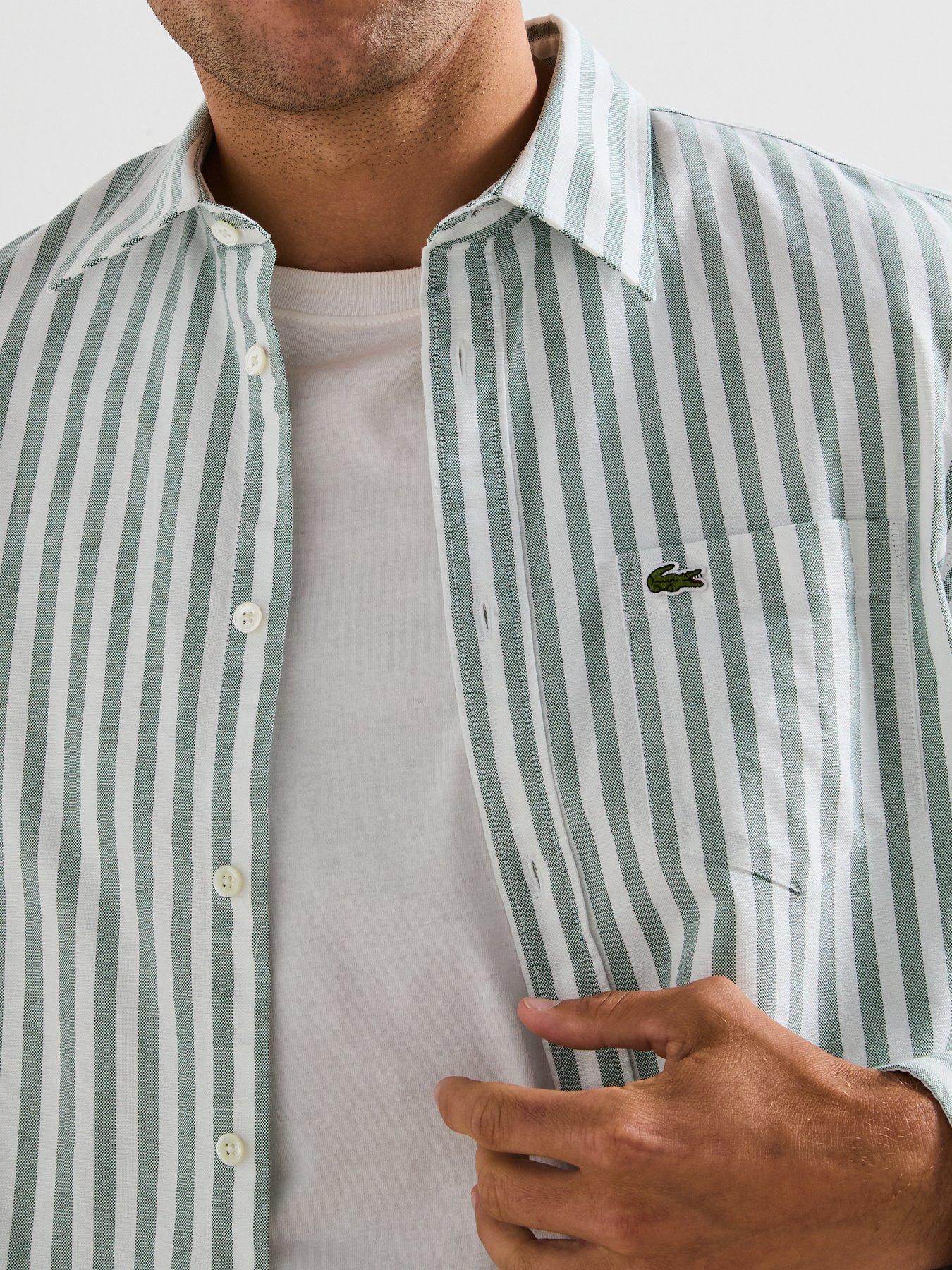 Image 6 of 6 of Lacoste Large Striped Oxford Shirt - Green
