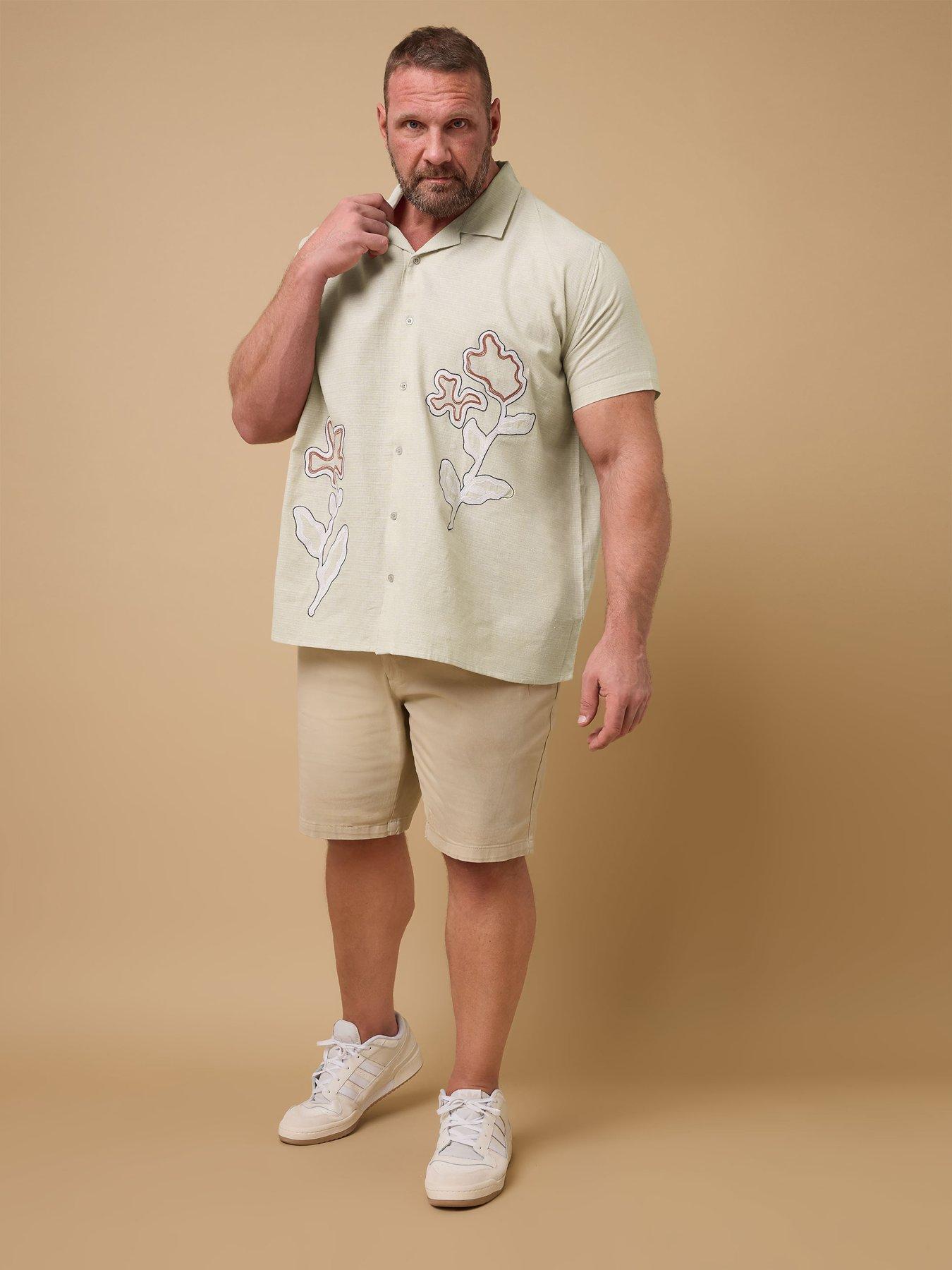  image of badrhino-embroidered-short-sleeve-shirt-natural