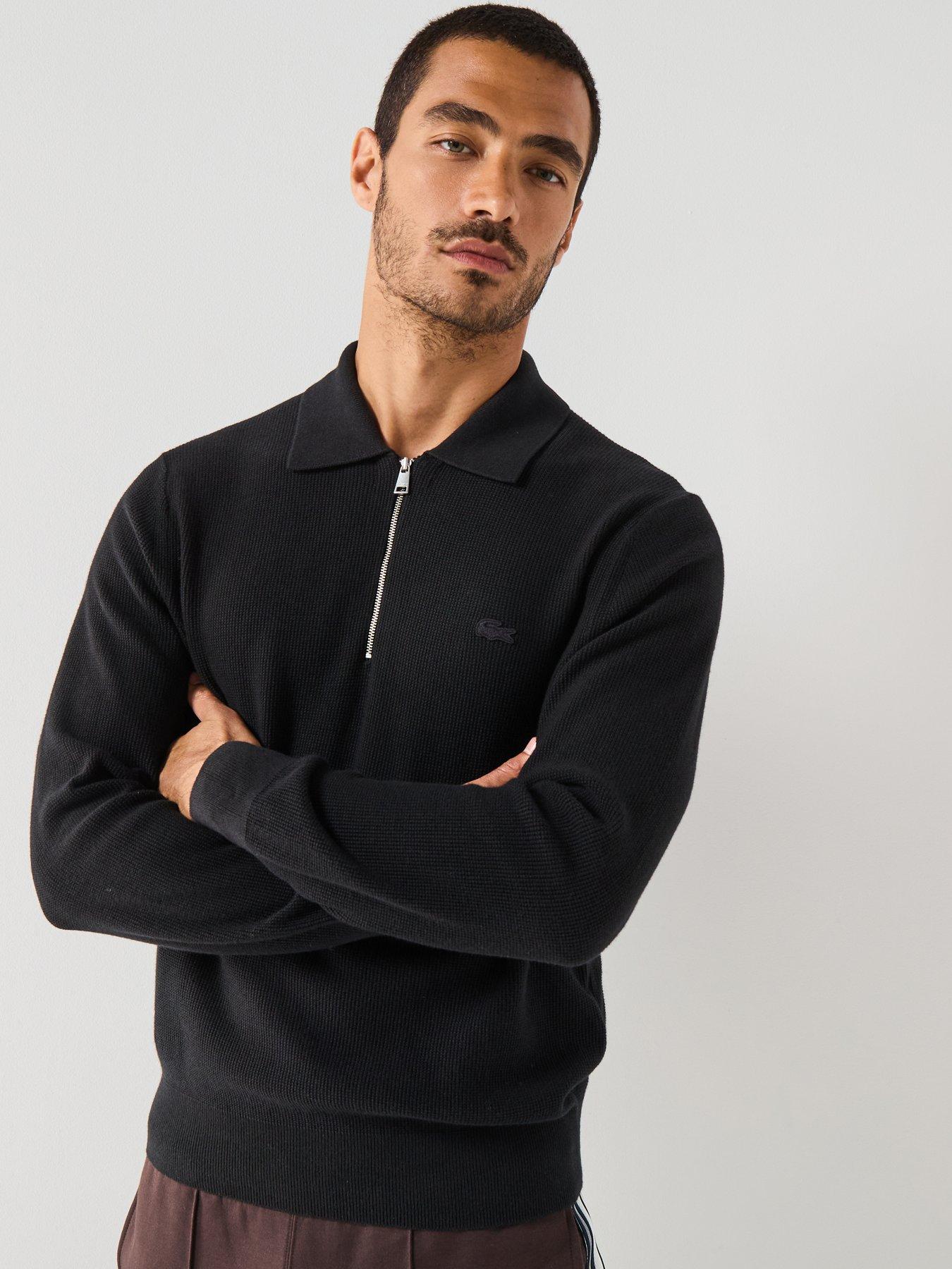 undefined Lacoste Half Zip Polo Knitted Jumper- Black