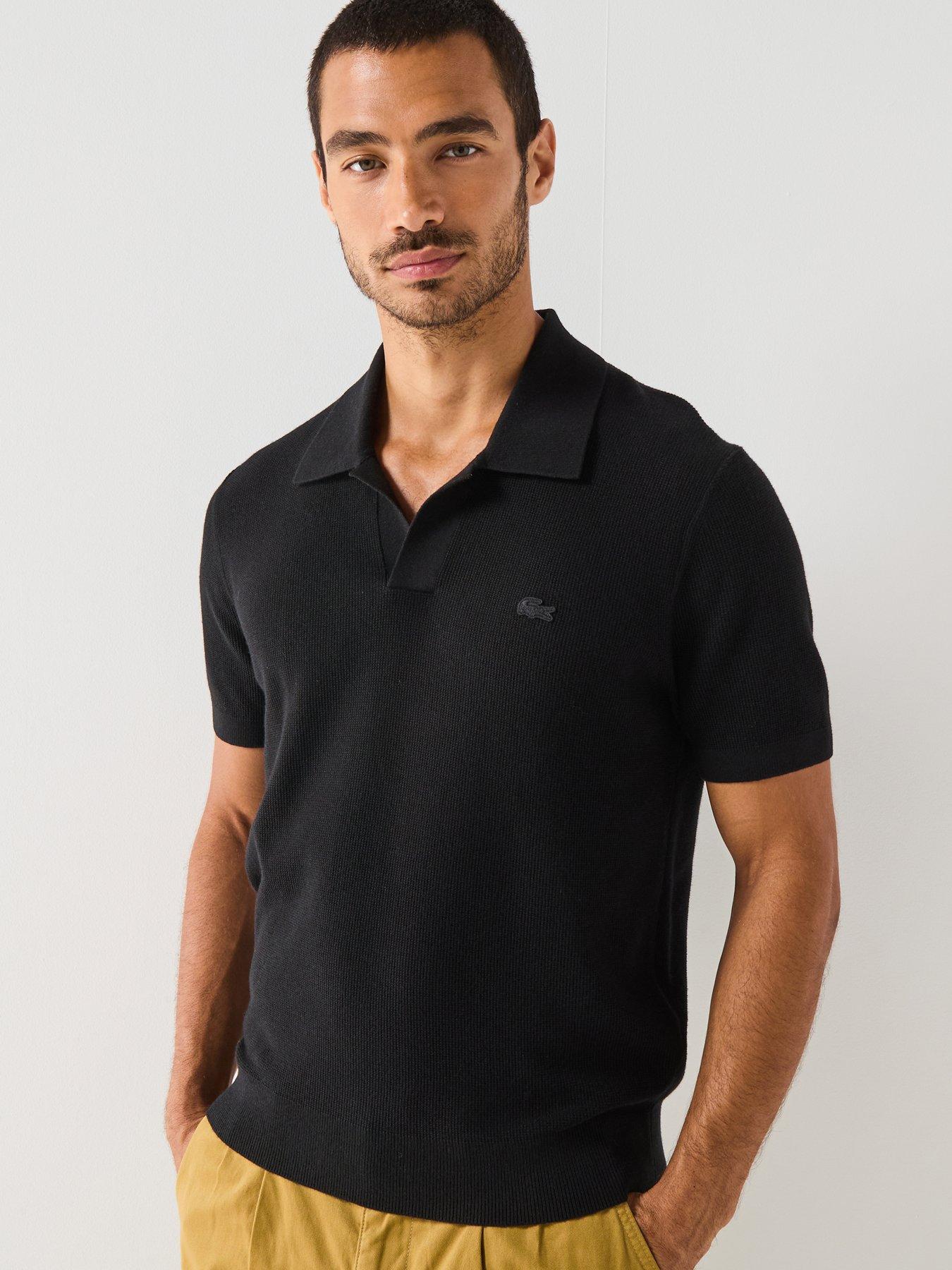 undefined Textured Buttonless Polo Collar Knitted Jumper - Black