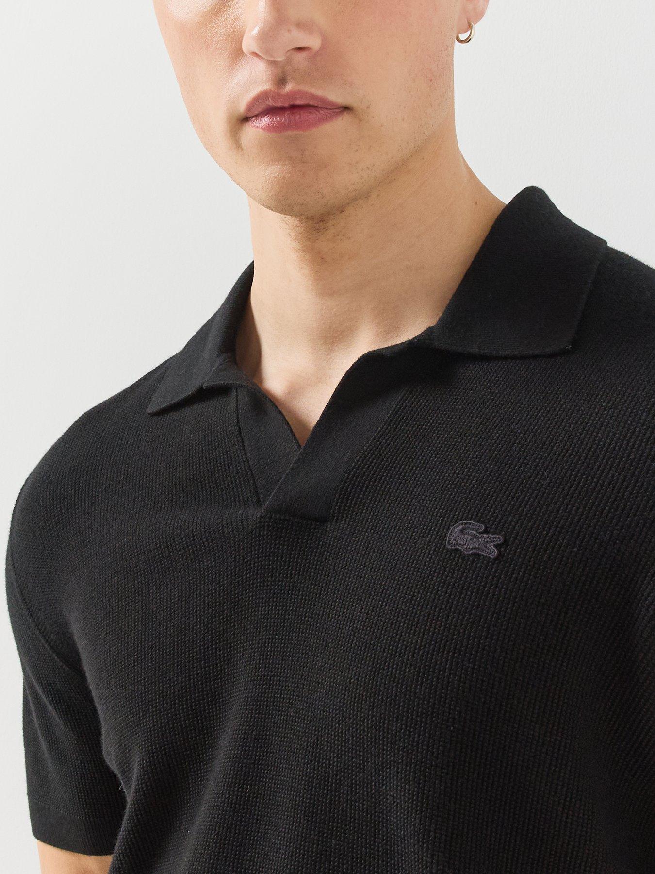 Image 4 of 5 of Lacoste Textured Buttonless Polo Collar Knitted Jumper - Beige