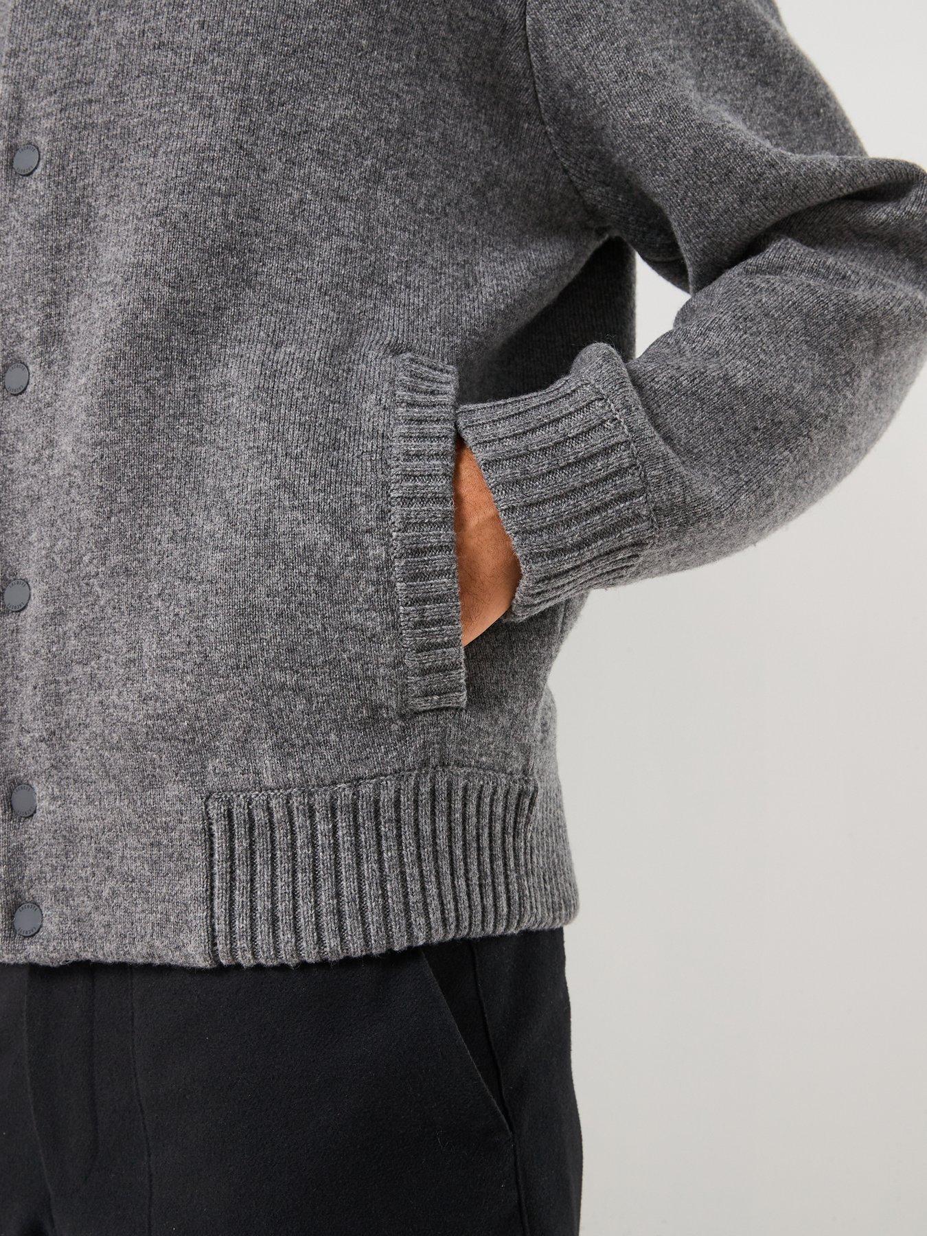 Image 5 of 6 of Lacoste Interlock Heavyweight Knitted Bomber Jacket- Grey
