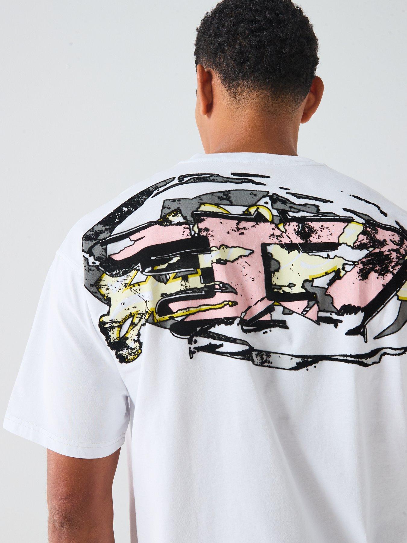 Image 5 of 6 of Diesel Back Print Graphic T-Shirt- White