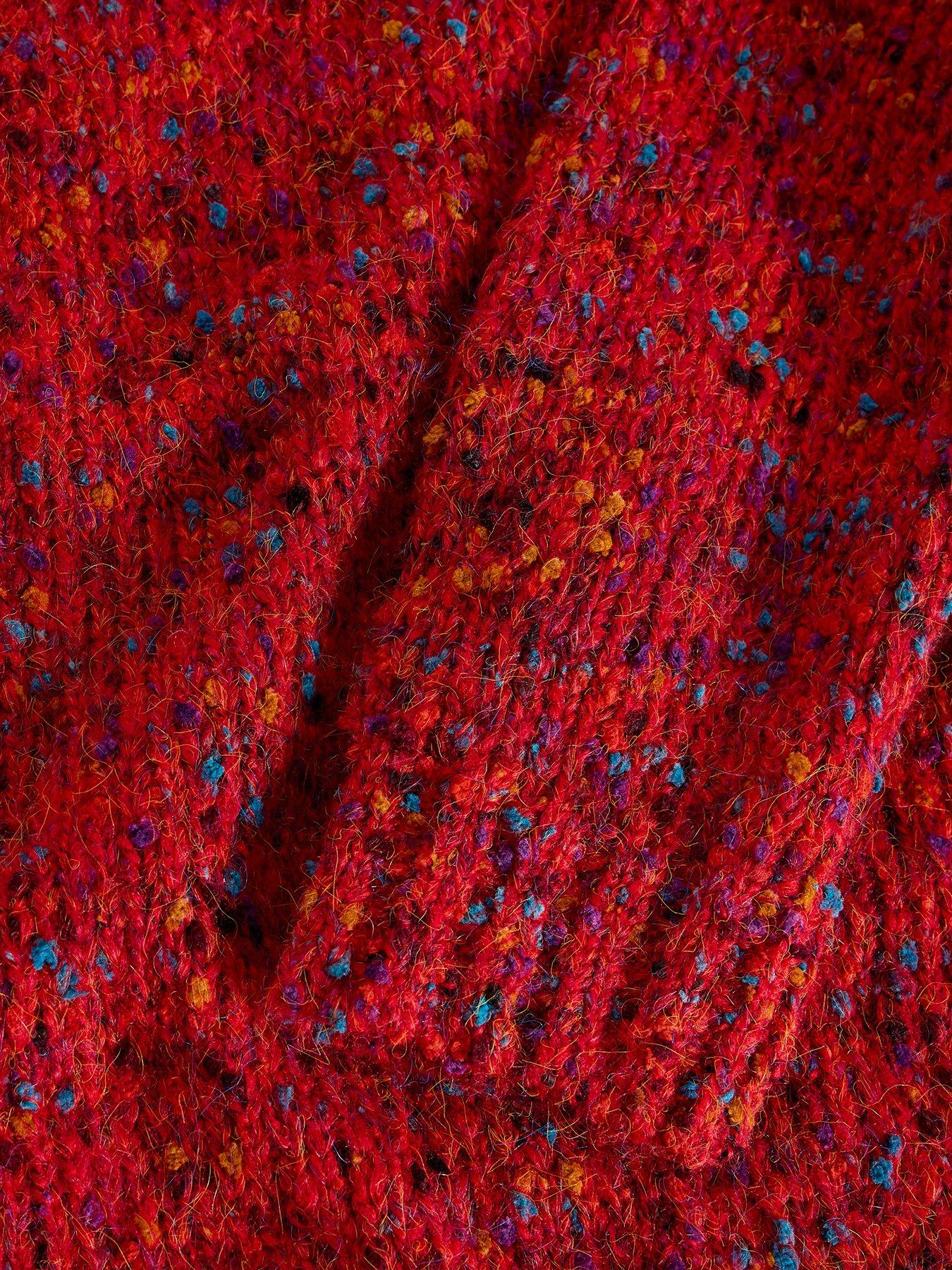 Image 6 of 6 of White Stuff Textured V Neck Jumper - Red