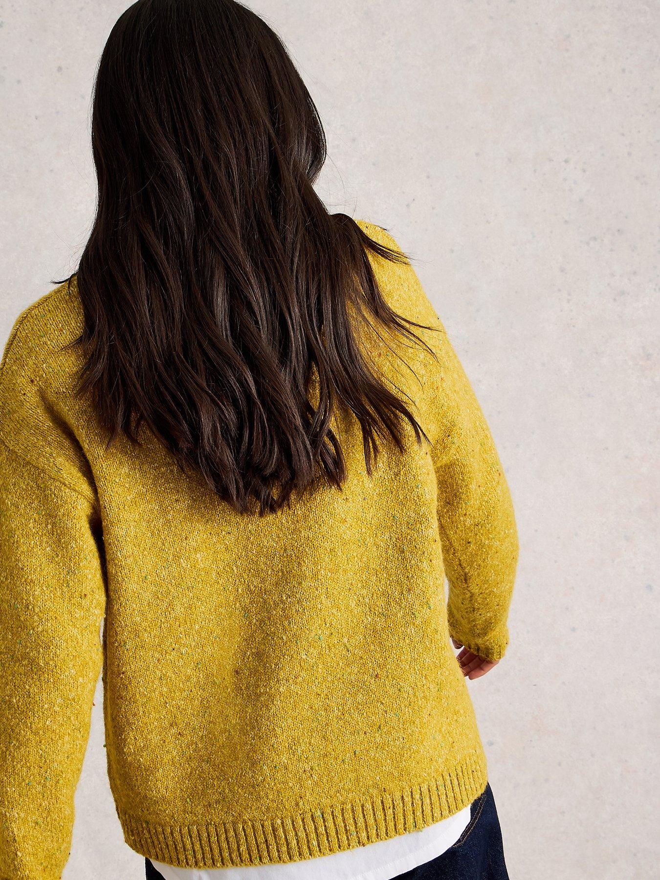 Image 2 of 6 of White Stuff Textured V Neck Jumper - Yellow