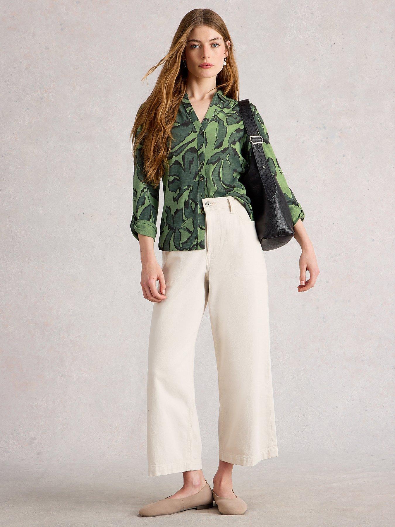 Image 3 of 6 of White Stuff Annie Jersey Shirt - Green