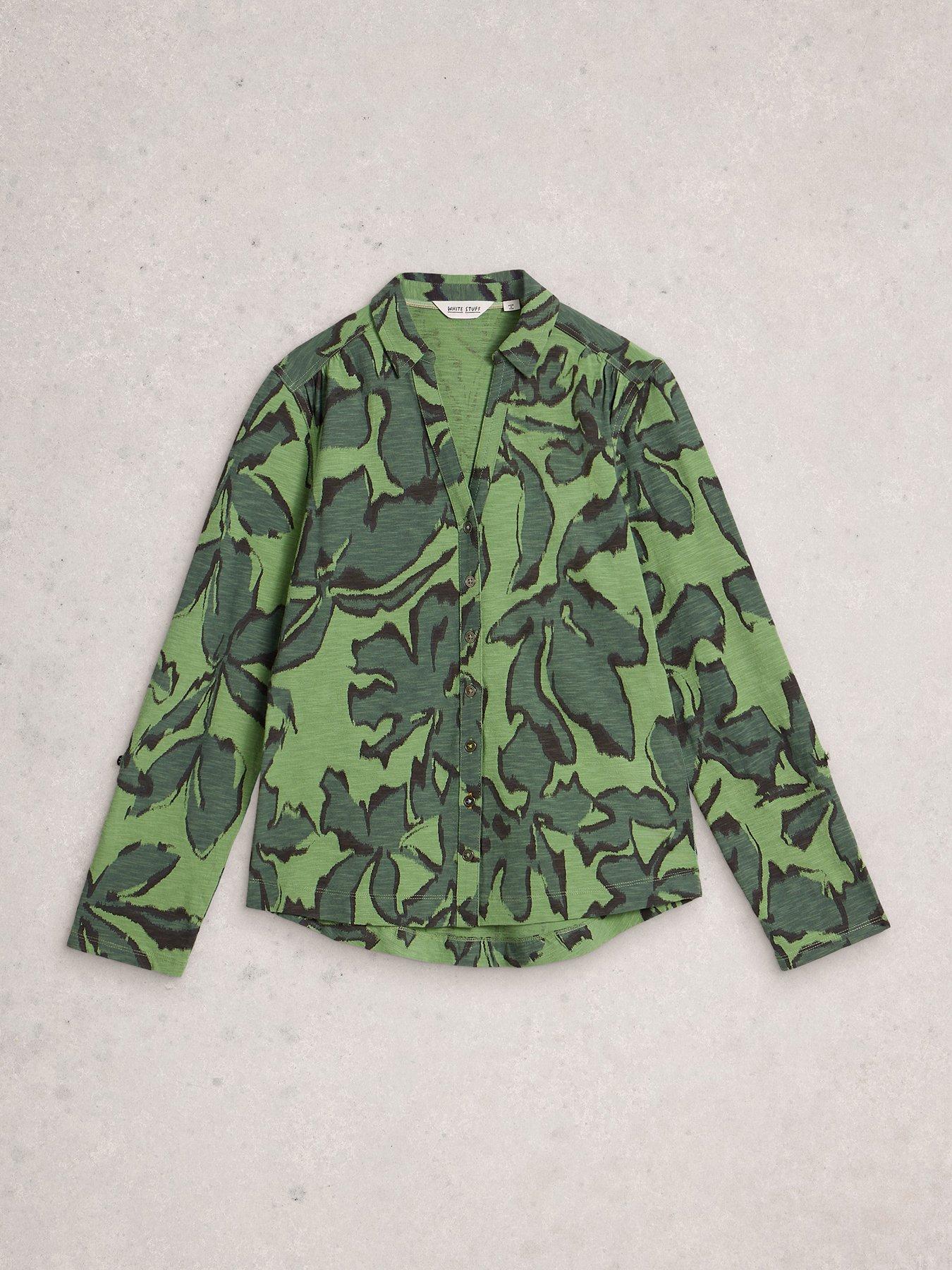 Image 5 of 6 of White Stuff Annie Jersey Shirt - Green