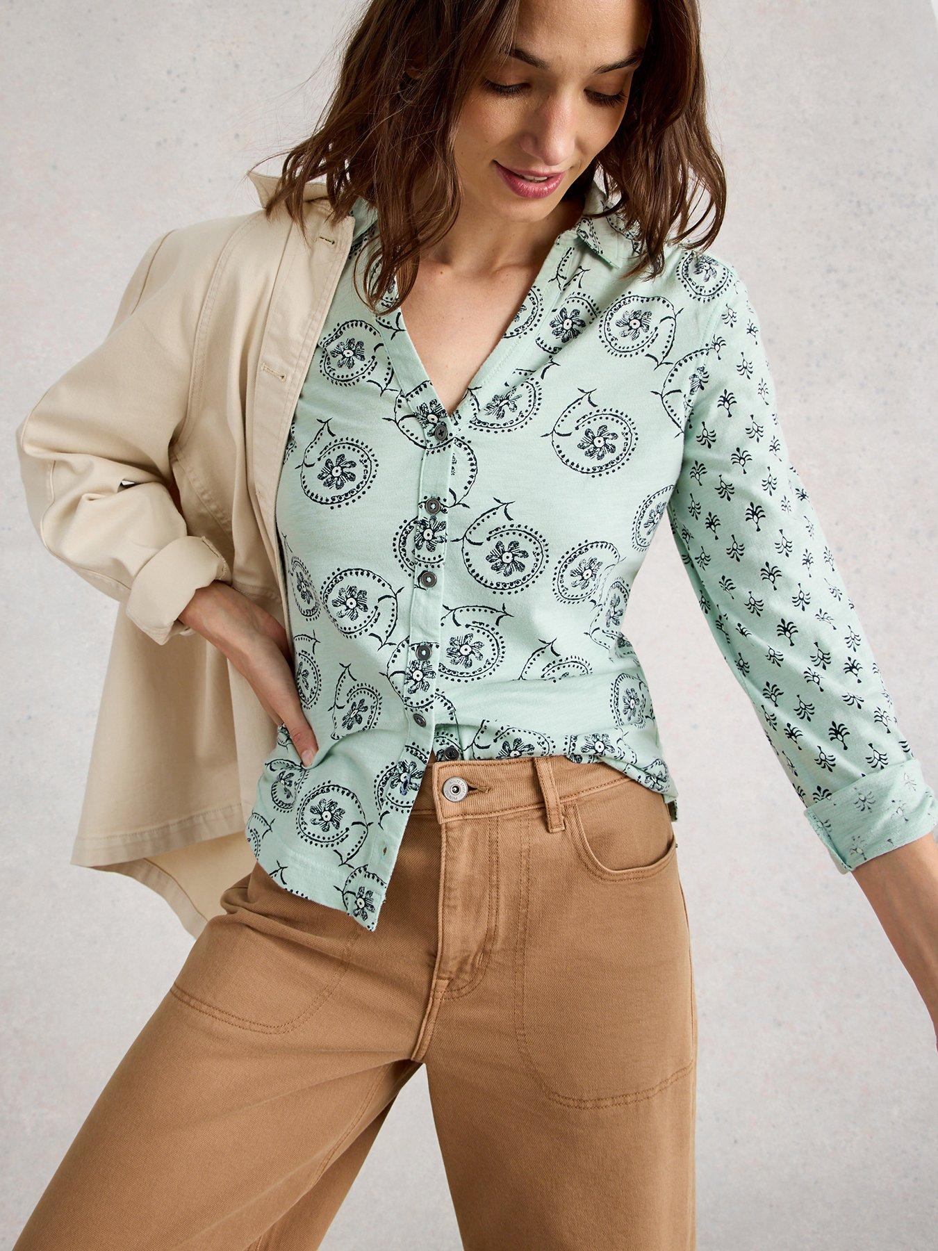 Image 4 of 6 of White Stuff Annie Jersey Shirt - Green