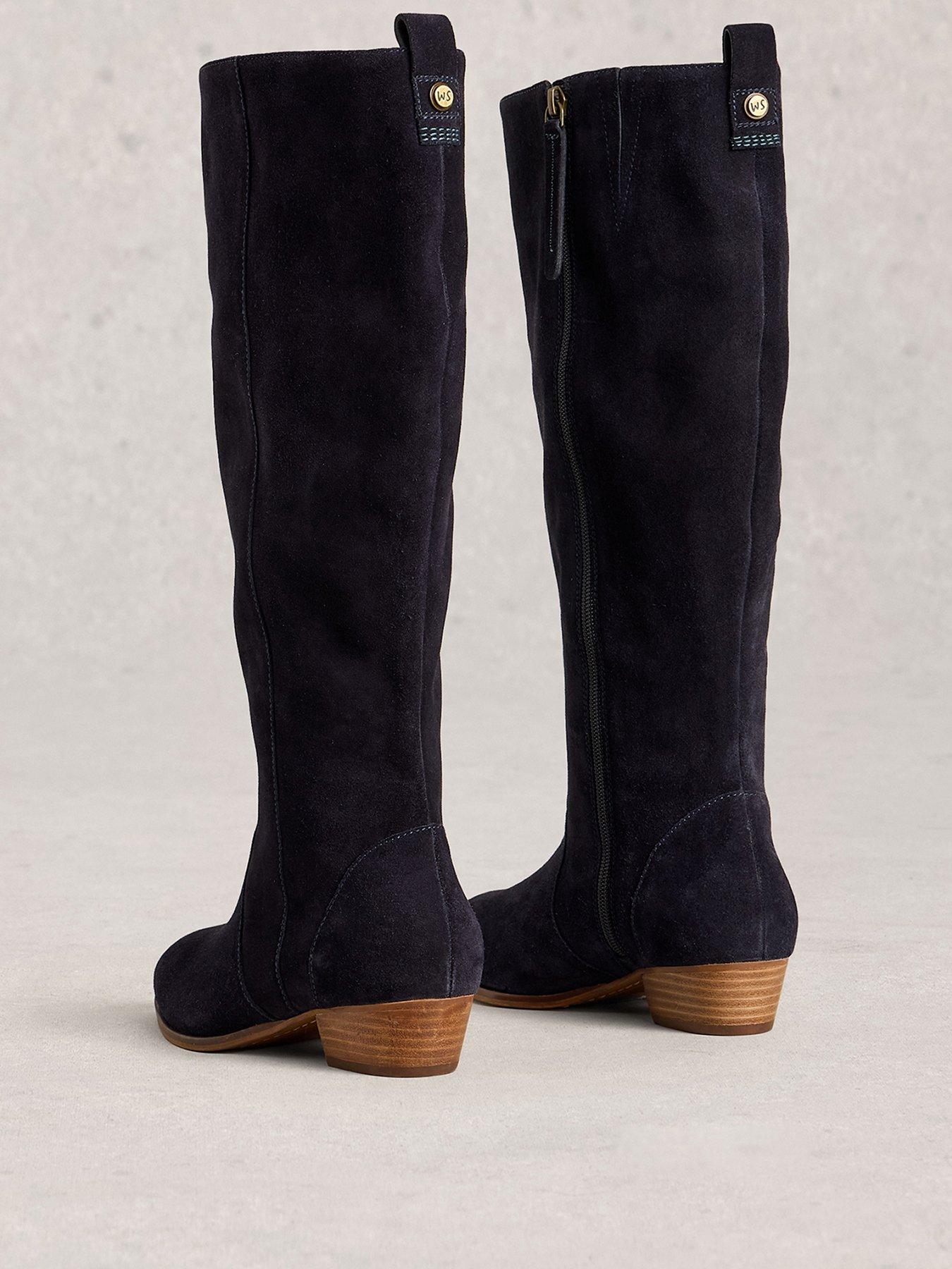 Image 2 of 3 of White Stuff Willow Suede Knee High Boot - Navy