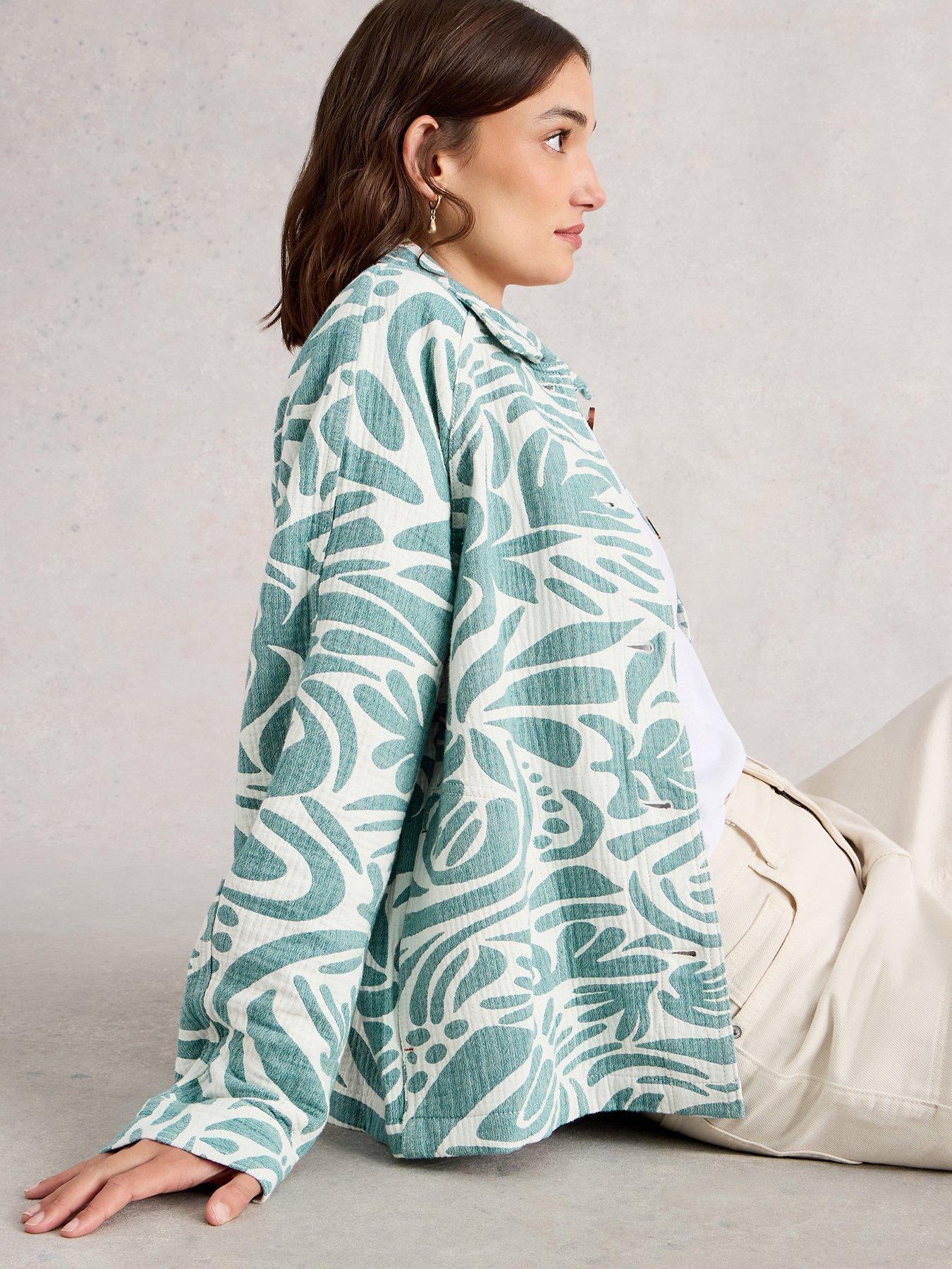 Image 1 of 6 of White Stuff Eden Jacquard Jacket - Blue