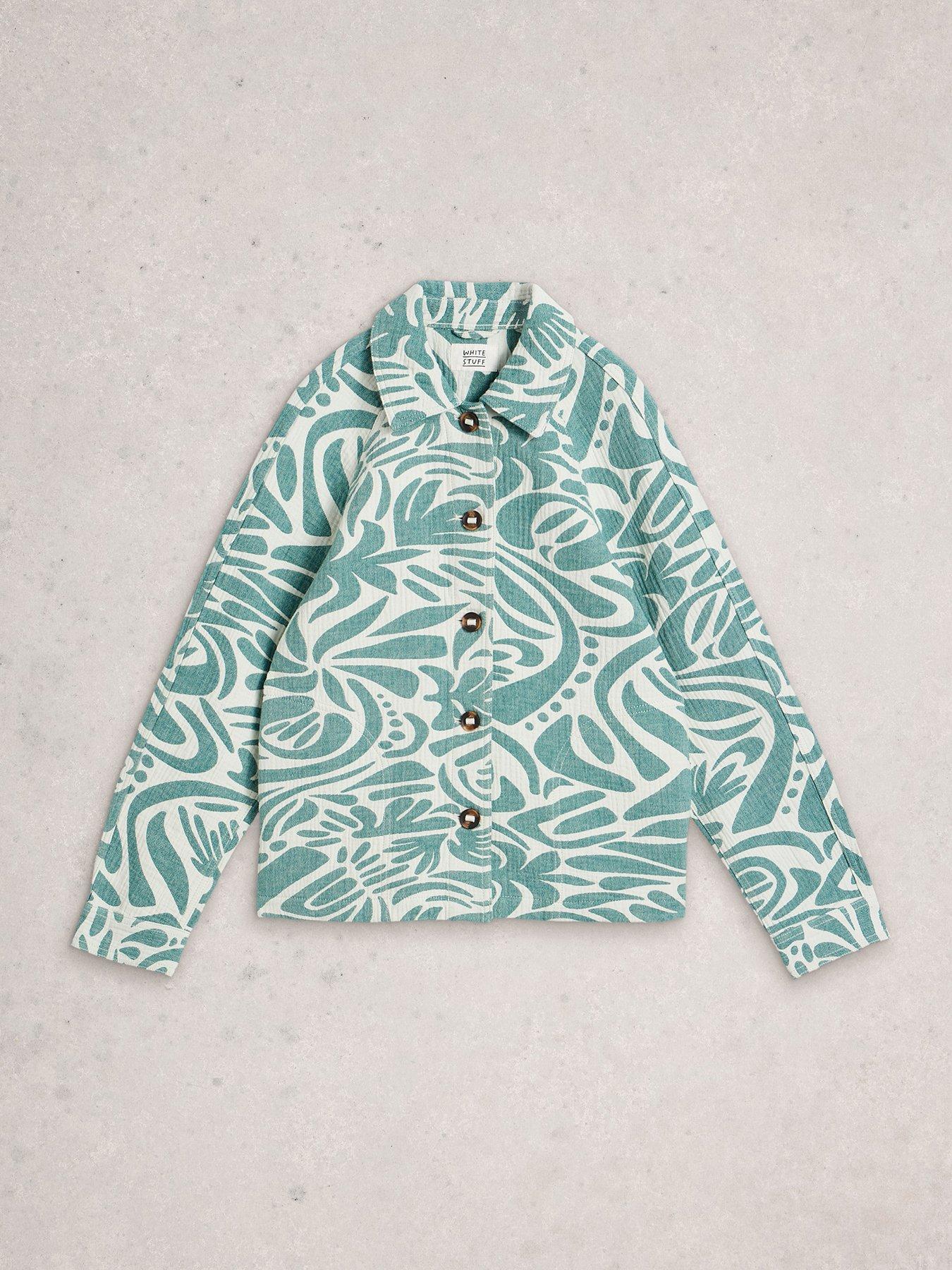 Image 5 of 6 of White Stuff Eden Jacquard Jacket - Blue