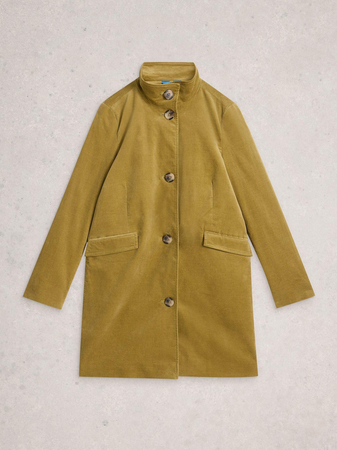 Image 5 of 6 of White Stuff Karla Velvet Coat - Green