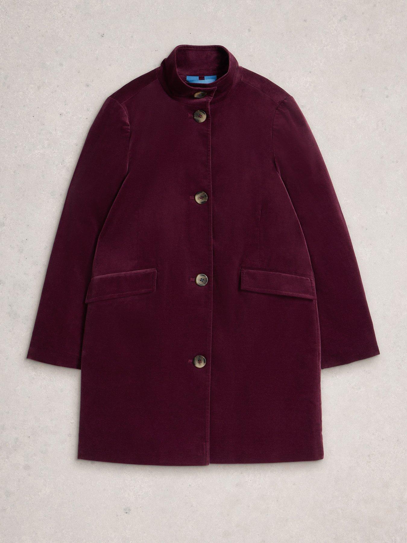 Image 5 of 6 of White Stuff Karla Velvet Coat - Purple