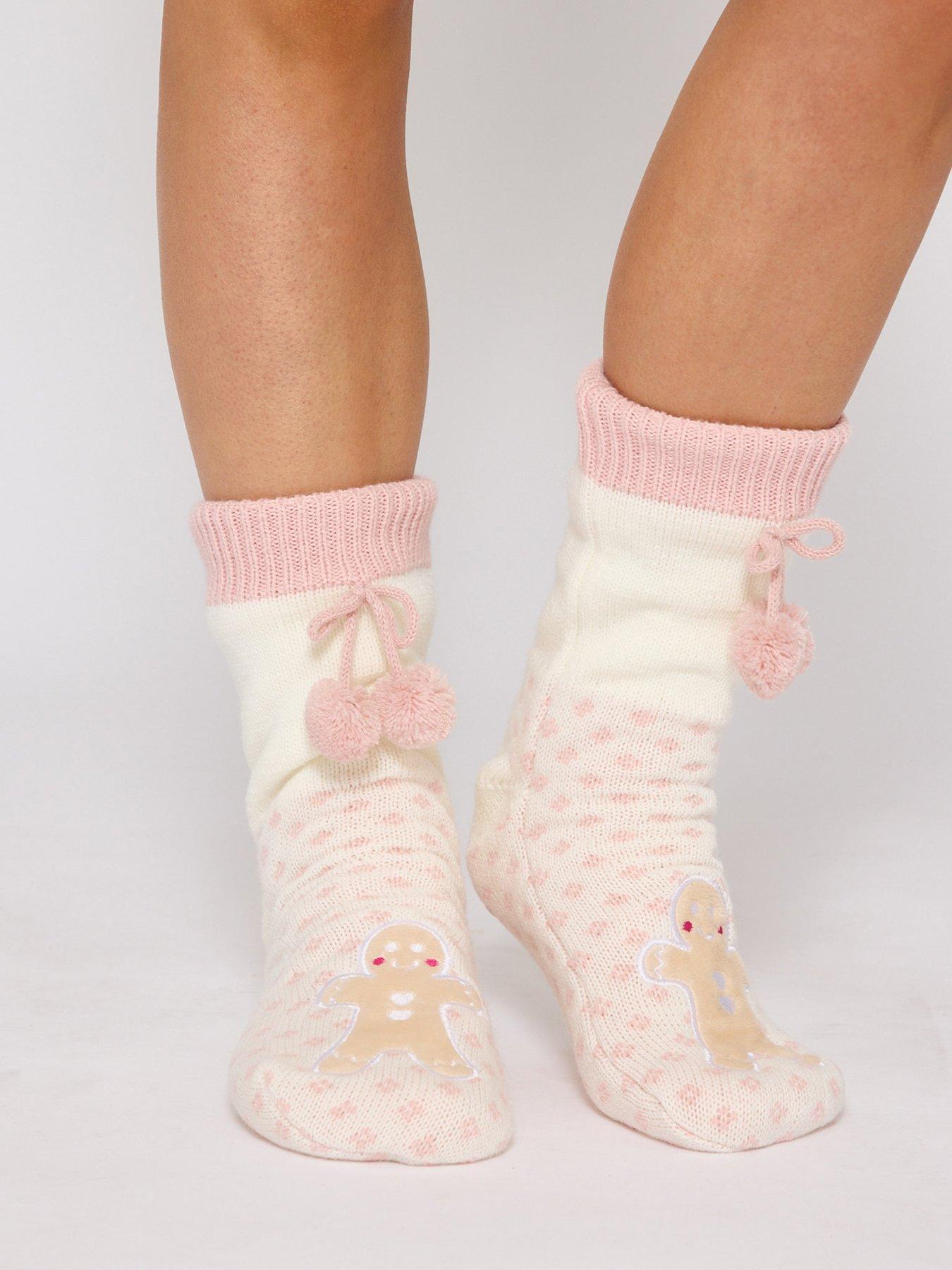 Loungeable Gingerbread Fluffy Socks - Pink