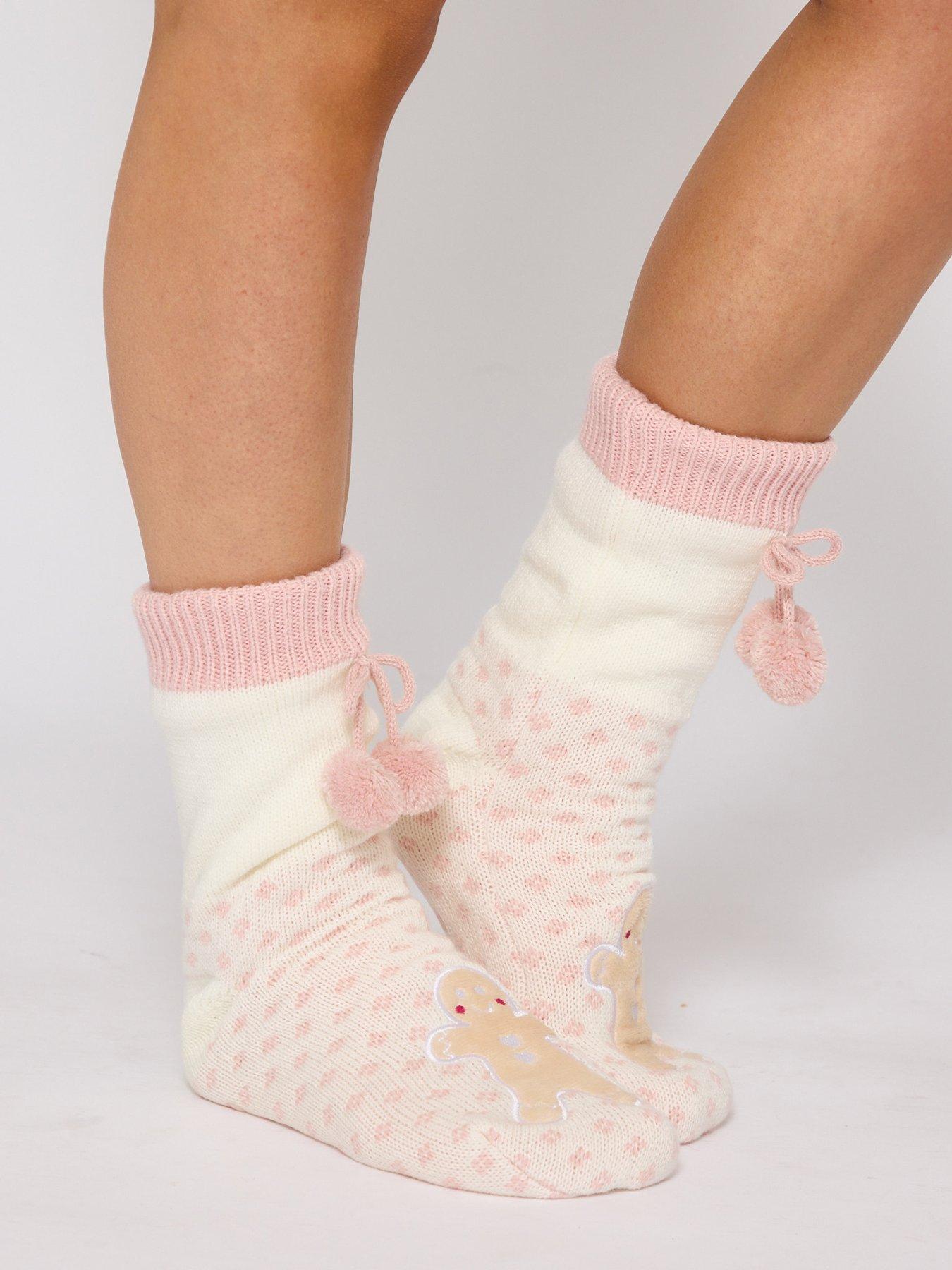 Image 2 of 4 of Loungeable Gingerbread Fluffy Socks - Pink