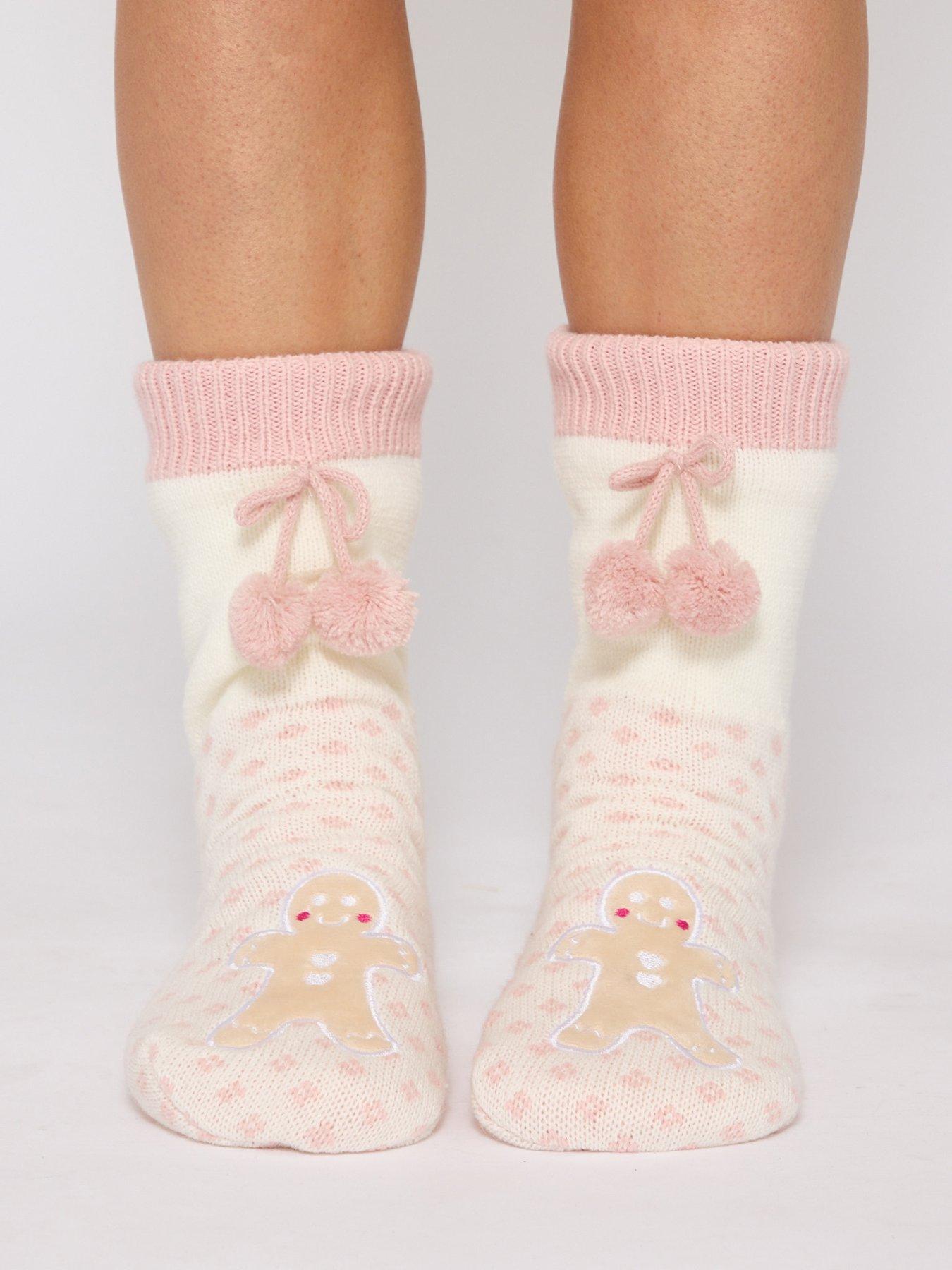 Image 3 of 4 of Loungeable Gingerbread Fluffy Socks - Pink
