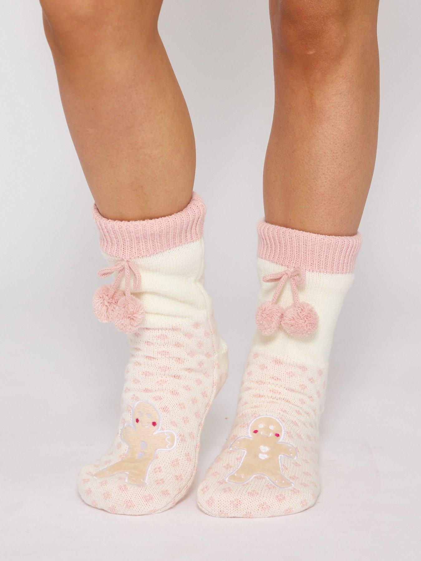 Image 4 of 4 of Loungeable Gingerbread Fluffy Socks - Pink